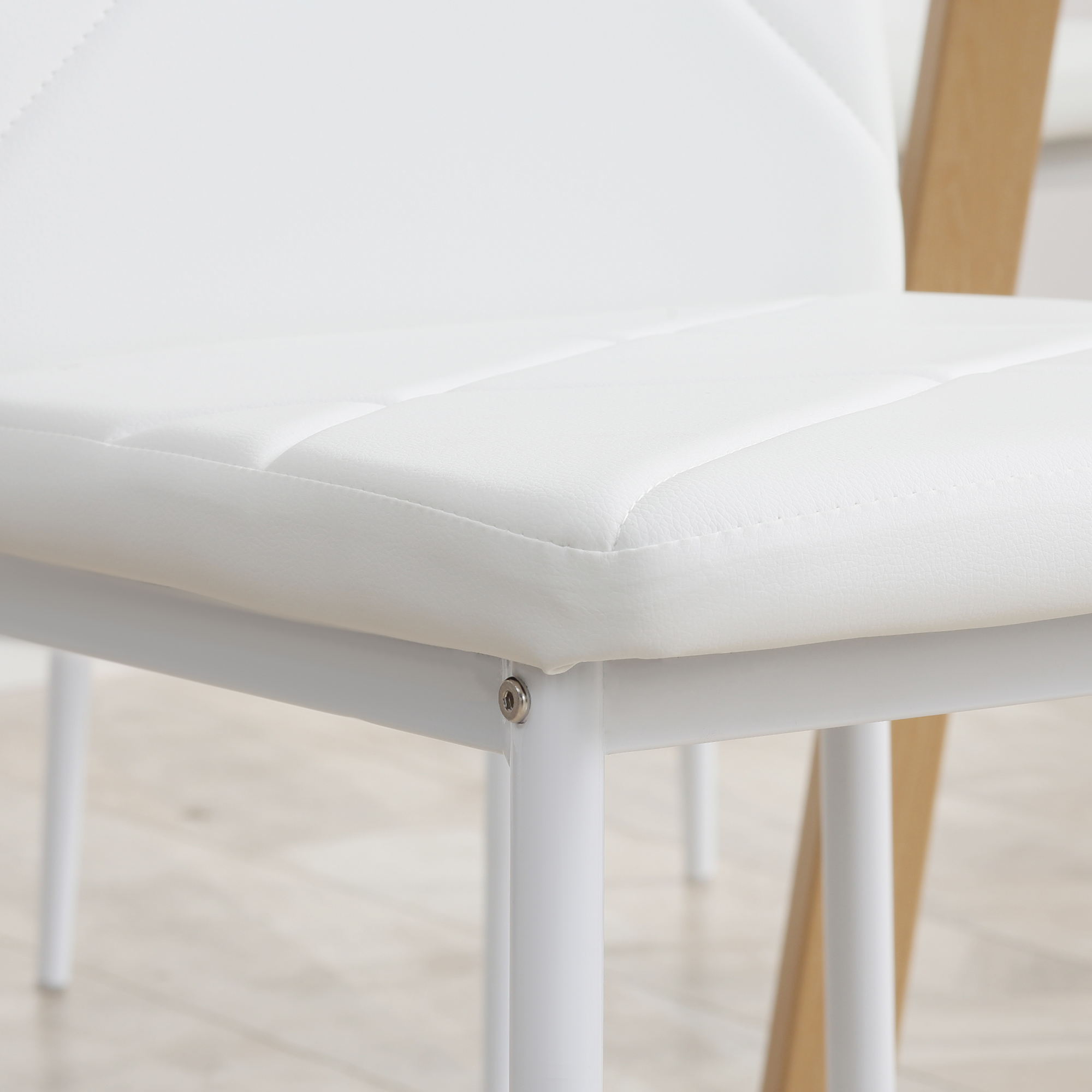 HOMCOM Set of 4 Faux Leather Dining Chairs White 9