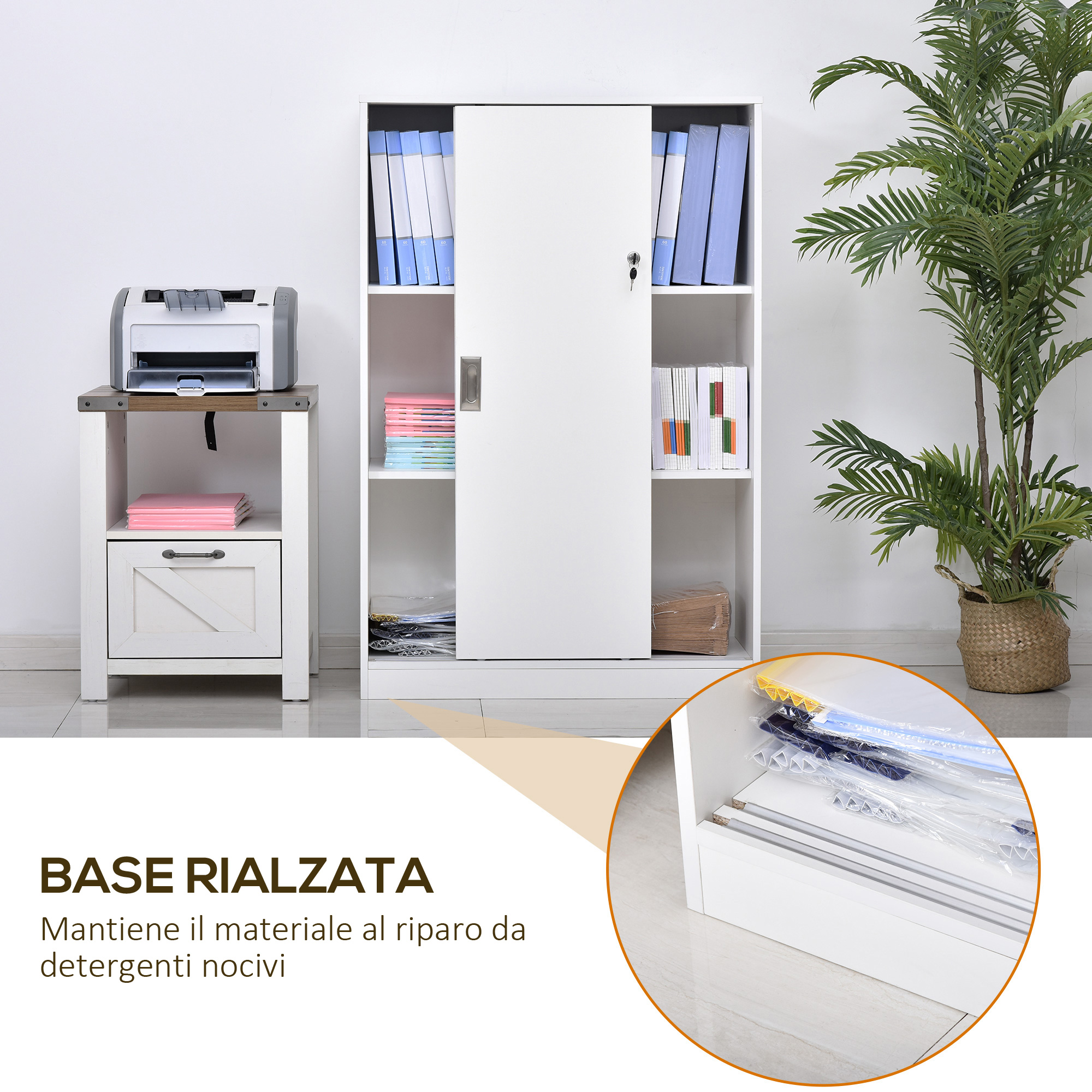 Armadietto Da Ufficio HOMCOM Con Ante E Serratura - 3 Ripiani, In Truciolato | Nero, Per Studio O Garage - Foto 2