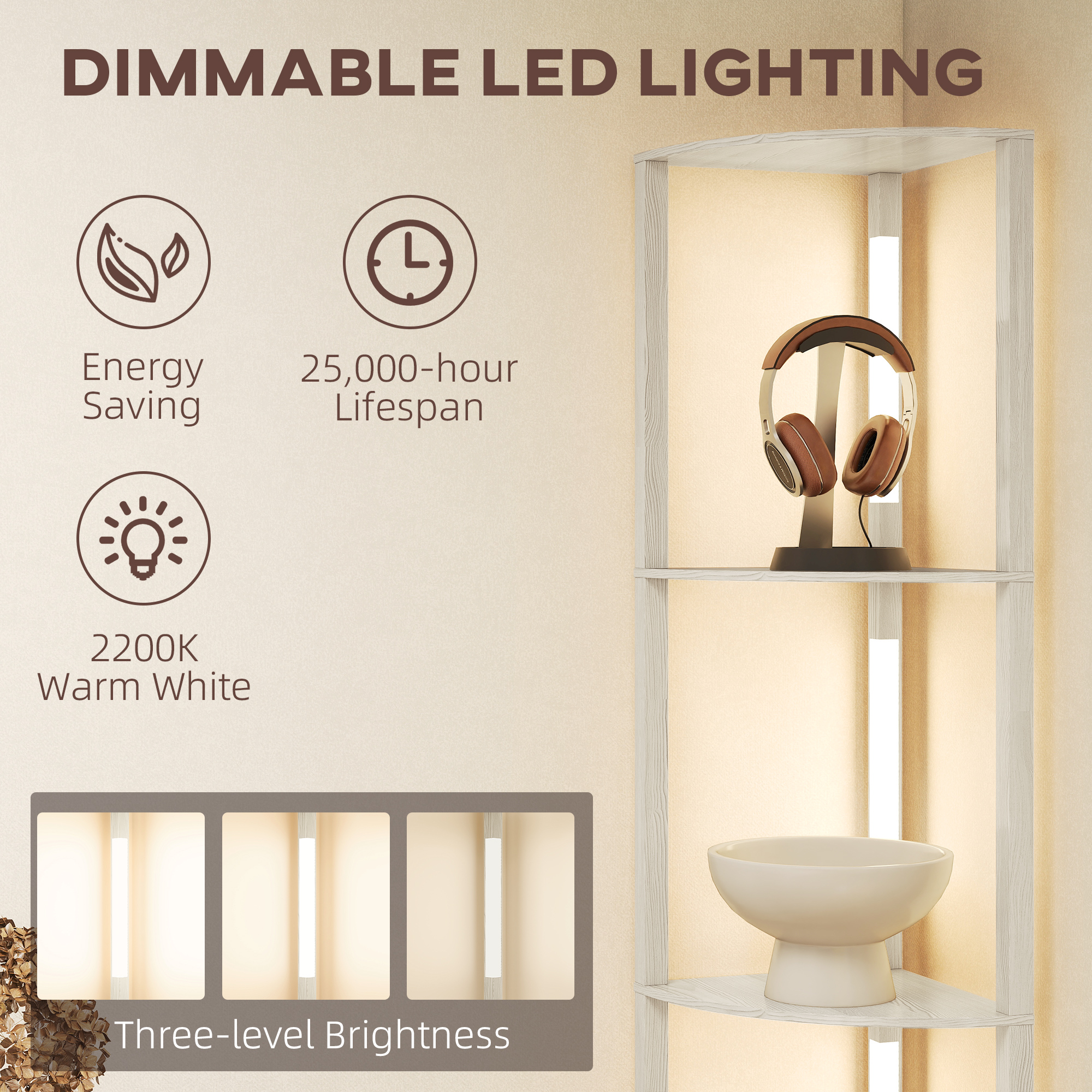 HOMCOM Three-Tier Corner Floor Lamp 5