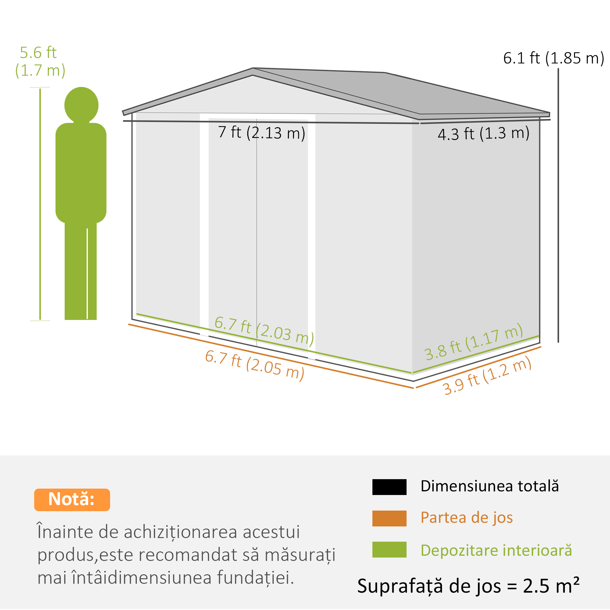  Casuta de Gradina din Metal cu Aerisiri si Usa Dubla Glisanta, 2,1x1,3 m, Maro [2]