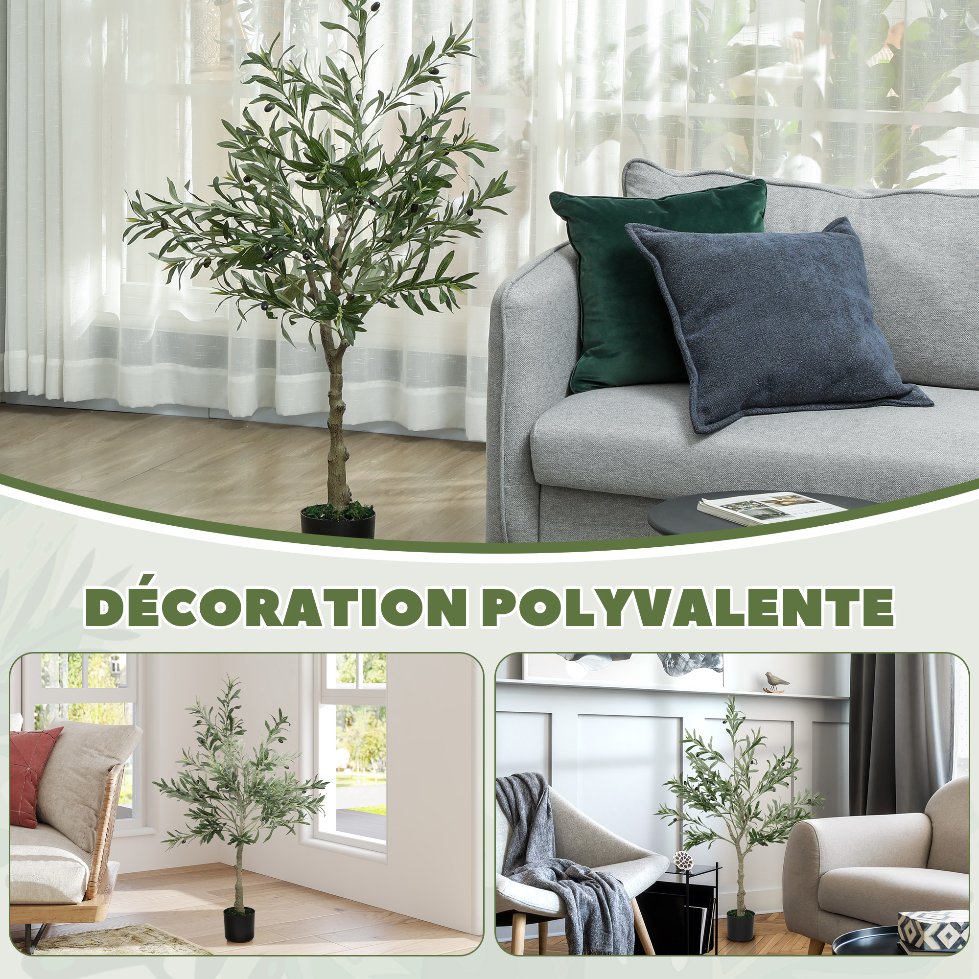 HOMCOM Silk Leaf Artificial Olive Trees 8
