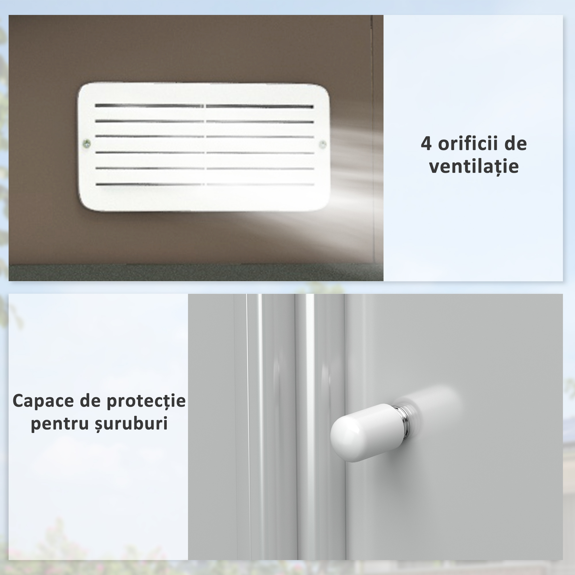  Casuta de Gradina din Metal cu Aerisiri si Usa Dubla Glisanta, 2,1x1,3 m, Maro [6]