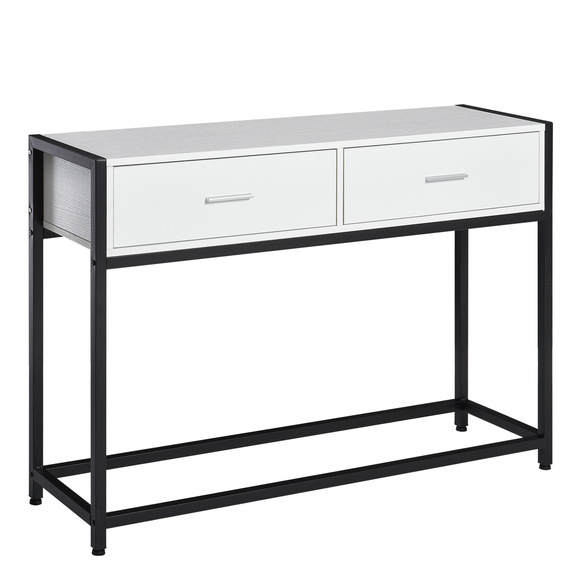 HOMCOM Mesa de Consola Moderna 120x34x81 cm con 2 Cajones Pies Ajustables para Entrada Salón Pasillo Blanco y Negro   Aosom España