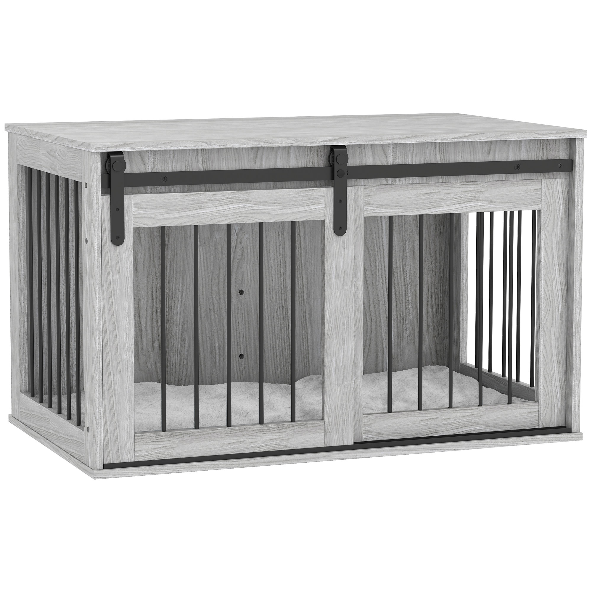 PawHut Dog Crate Furniture with Removable Cushion for Medium Dogs, 80 x 54 x 57cm - Brown