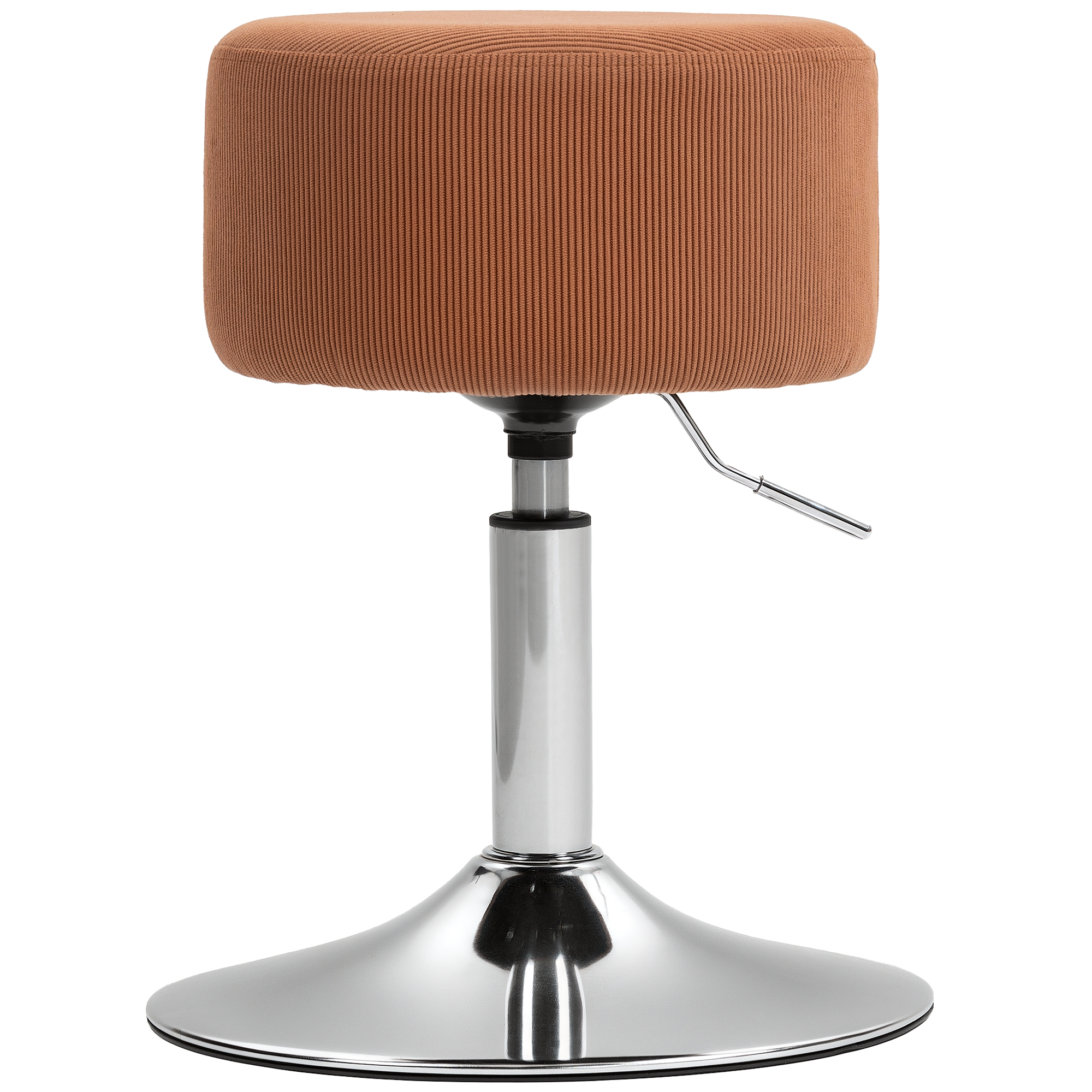 HOMCOM Taburete Alto de Cocina Regulable en Altura 52-66 cm Tapizado en Pana Giratorio en 360° Marrón