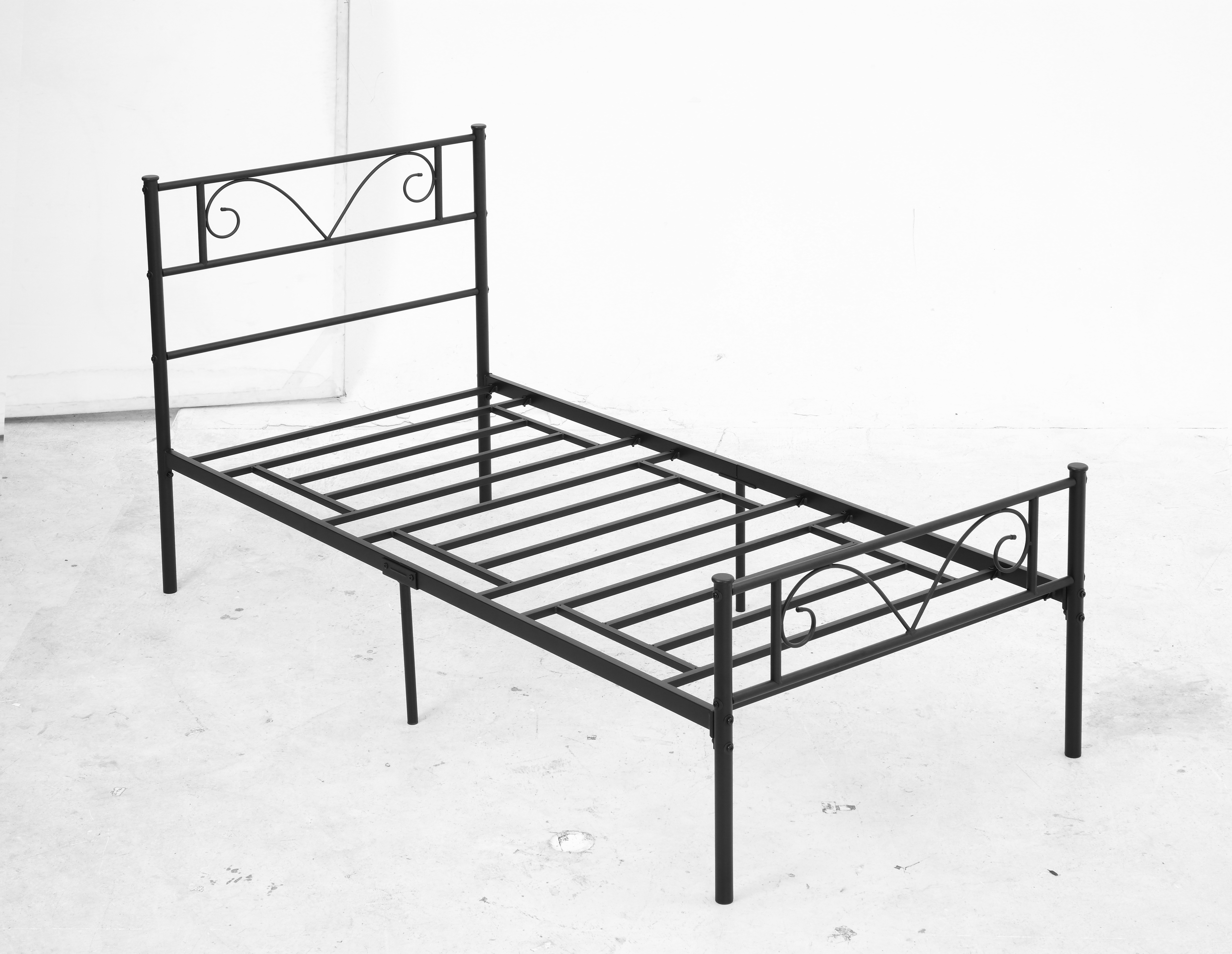 HOMCOM Marco de Cama Individual Metal Cabecera Mariposa para Colchón 90x190 cm Estructura Duradera 95x196x100 cm Negro   Aosom España