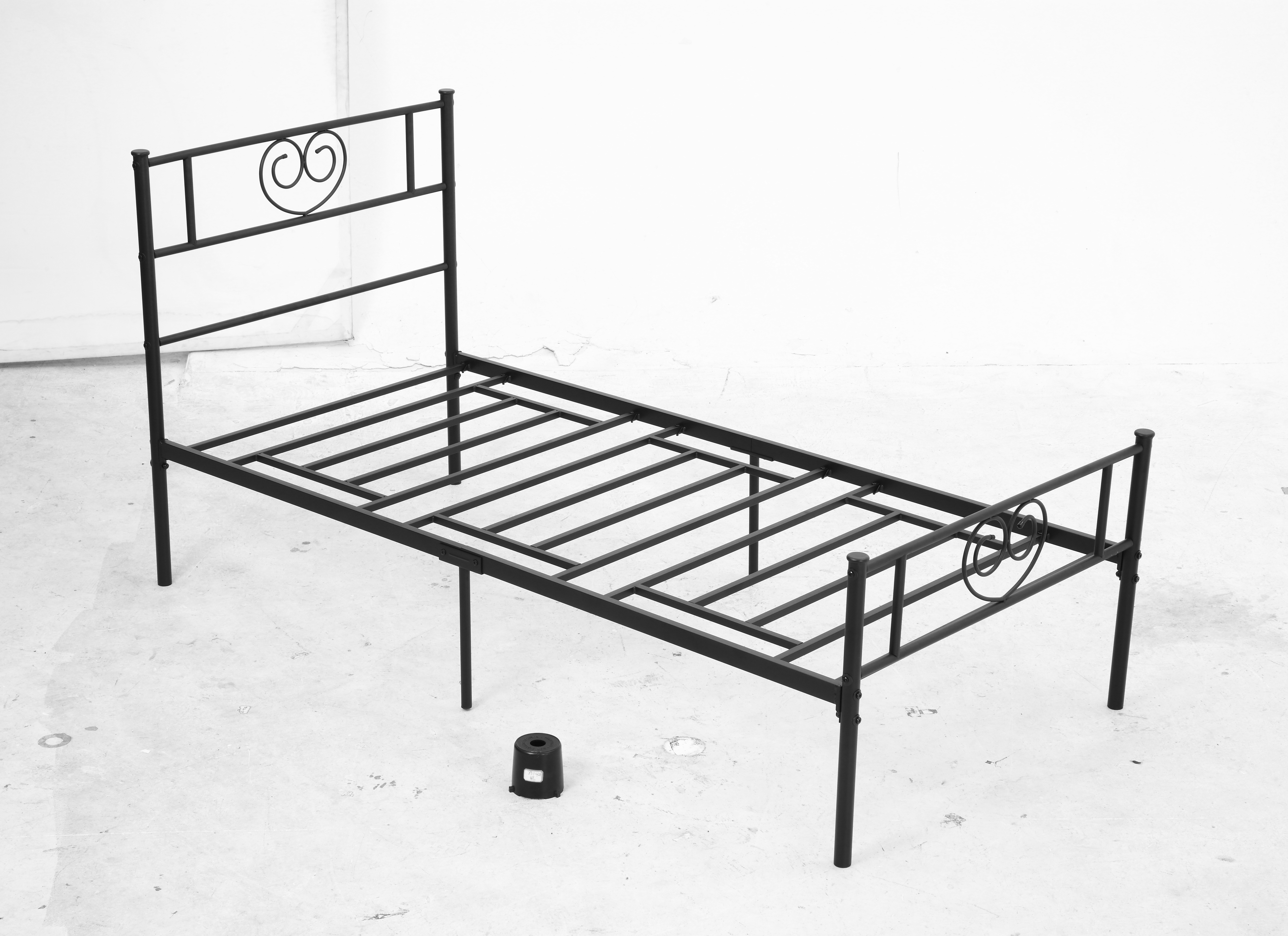 HOMCOM Marco de Cama Individual Metal Cabecera Corazón para Colchón 90x190 cm Estructura Resistente 95x196x100 cm Negro   Aosom España
