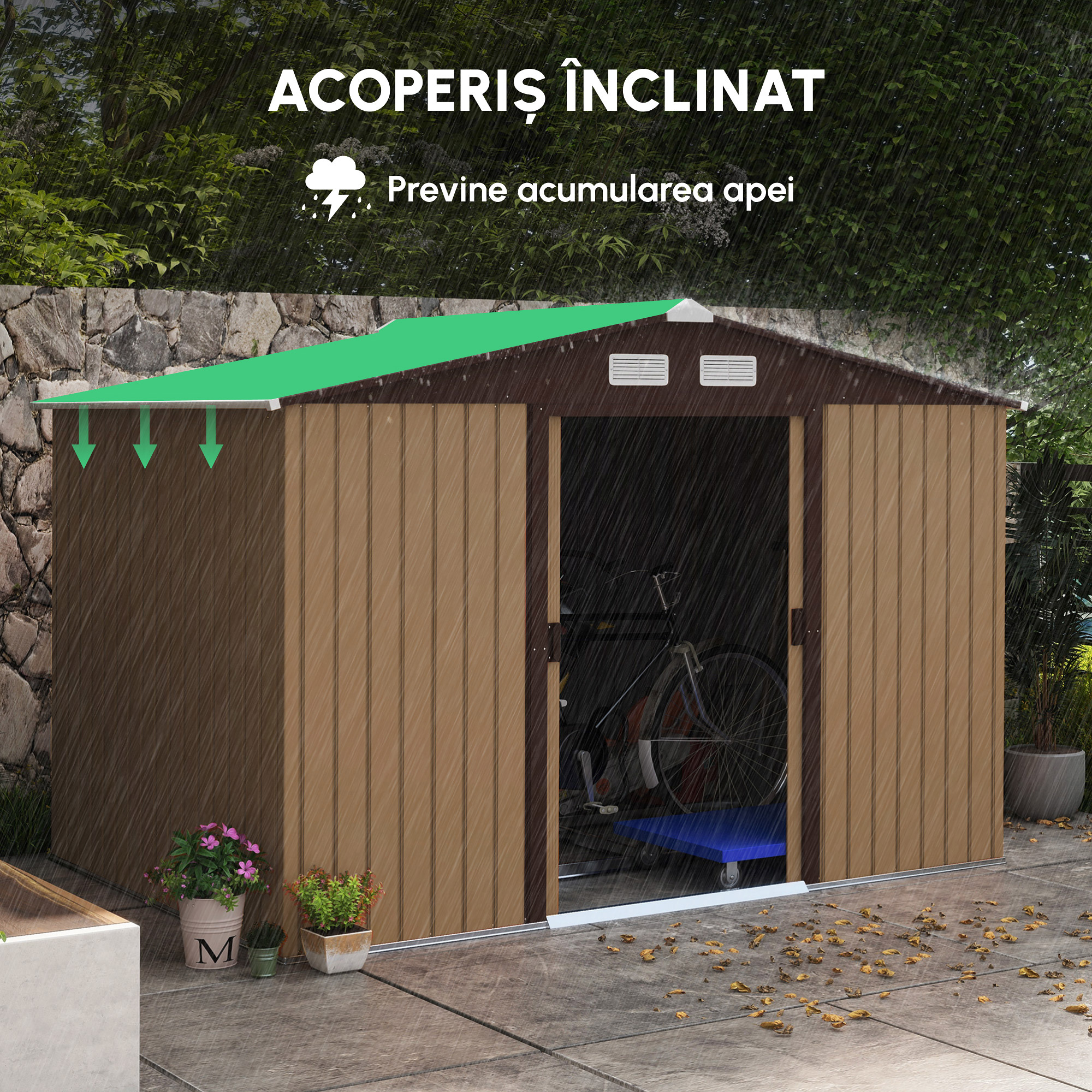  Casuta Gradina Fier Galben 277×191×192 cm - Magazie Spatioasa [7]