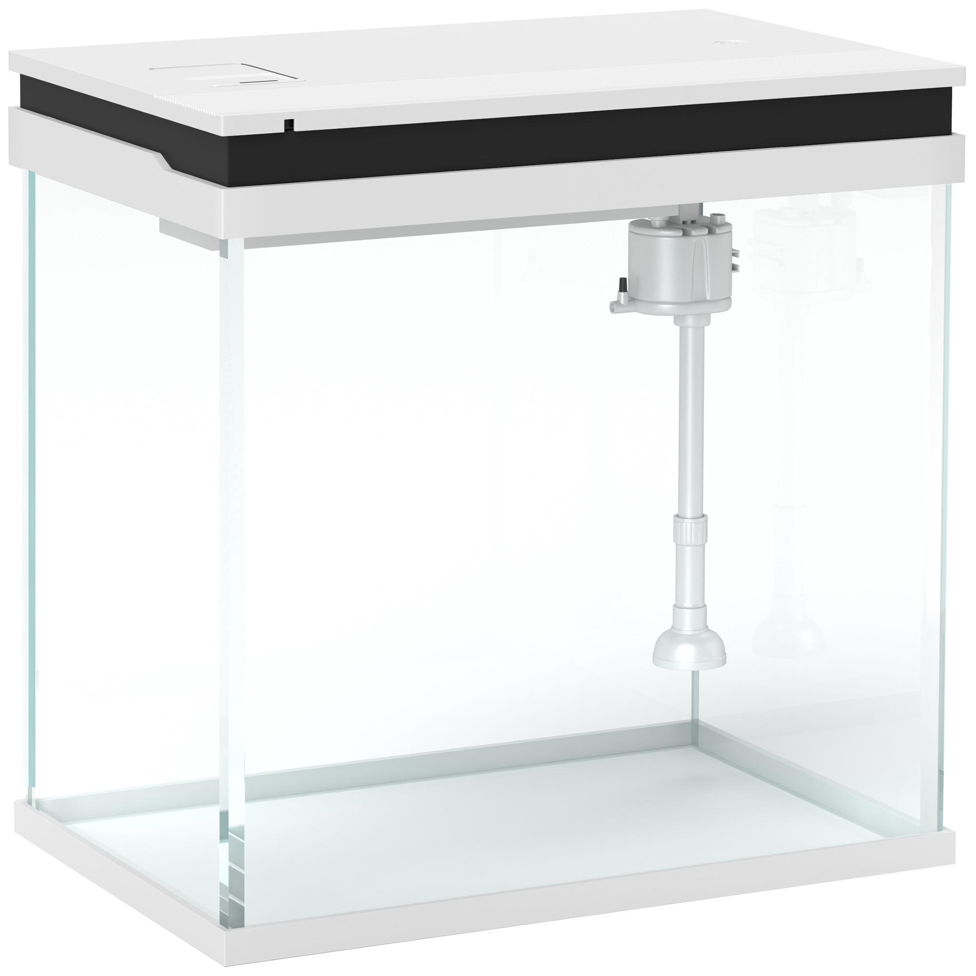 PawHut 14L Glass Fish Tank With Filter System, LED Lights, Water Pump, White