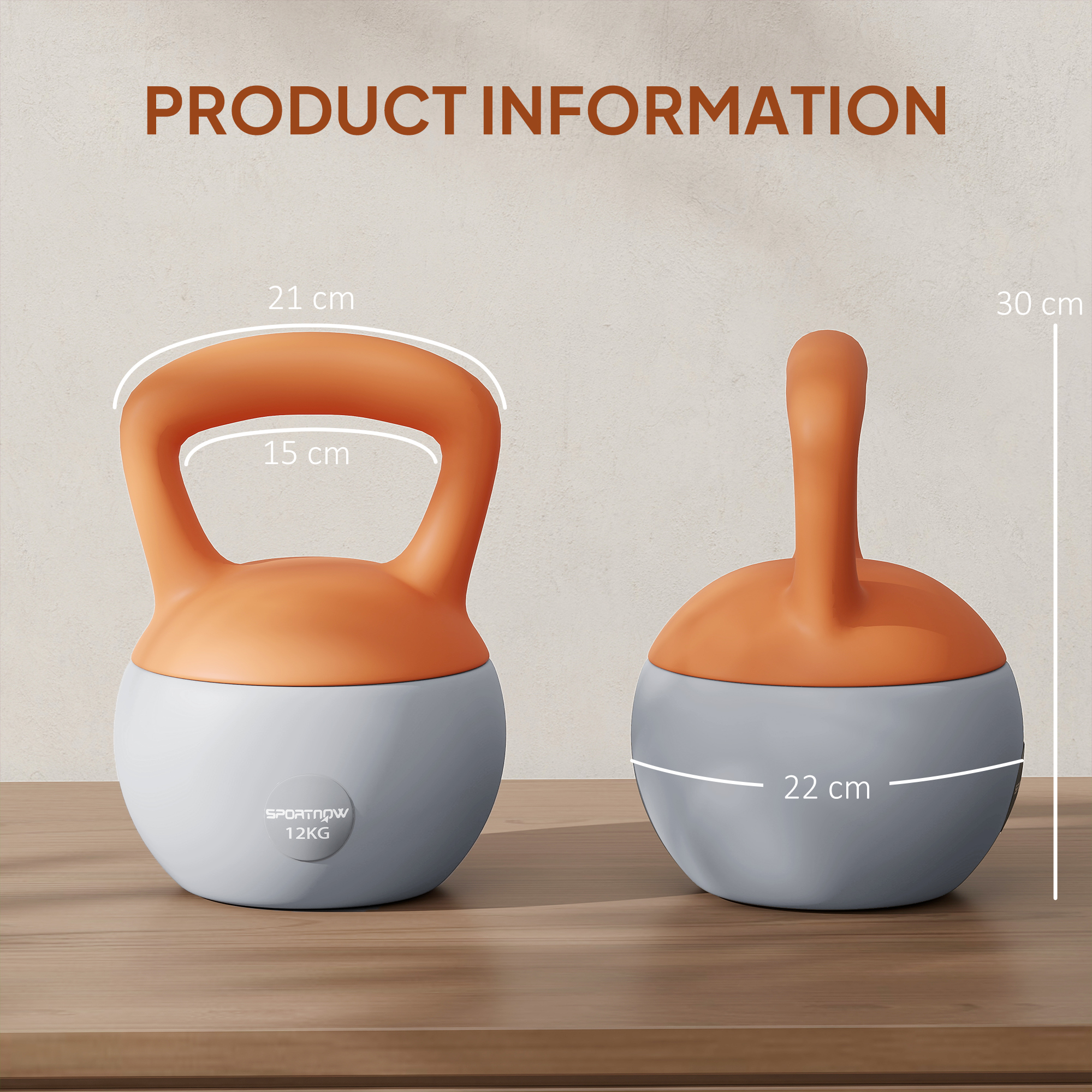 SPORTNOW 12KG Soft Kettlebell, Kettlebell with Non-Slip Handle for Home Gym, Weight Lifting, Strength Training, Orange/Grey 3