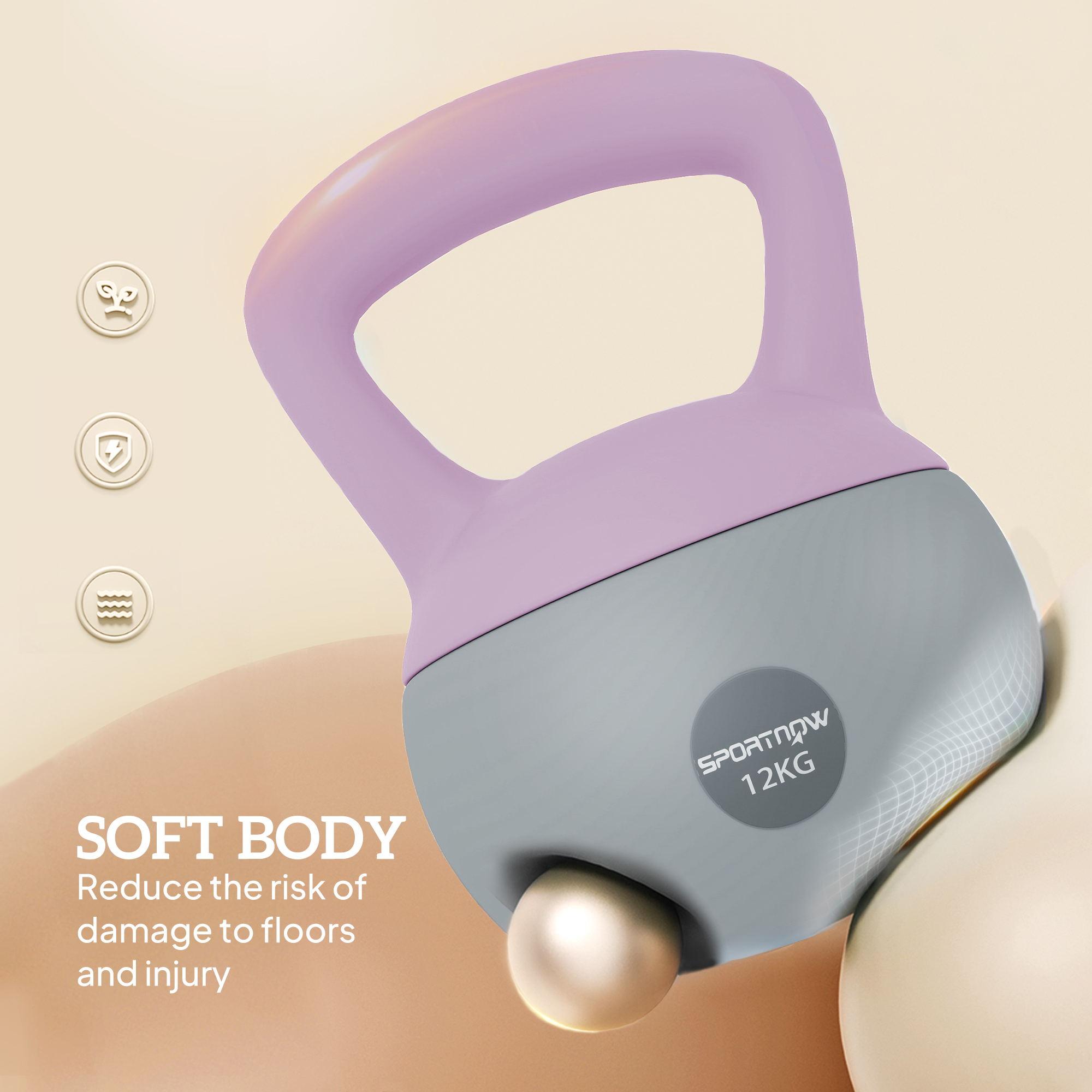 SPORTNOW 12KG Soft Kettlebell, Kettlebell with Non-Slip Handle for Home Gym, Weight Lifting, Strength Training, Purple/Grey 4