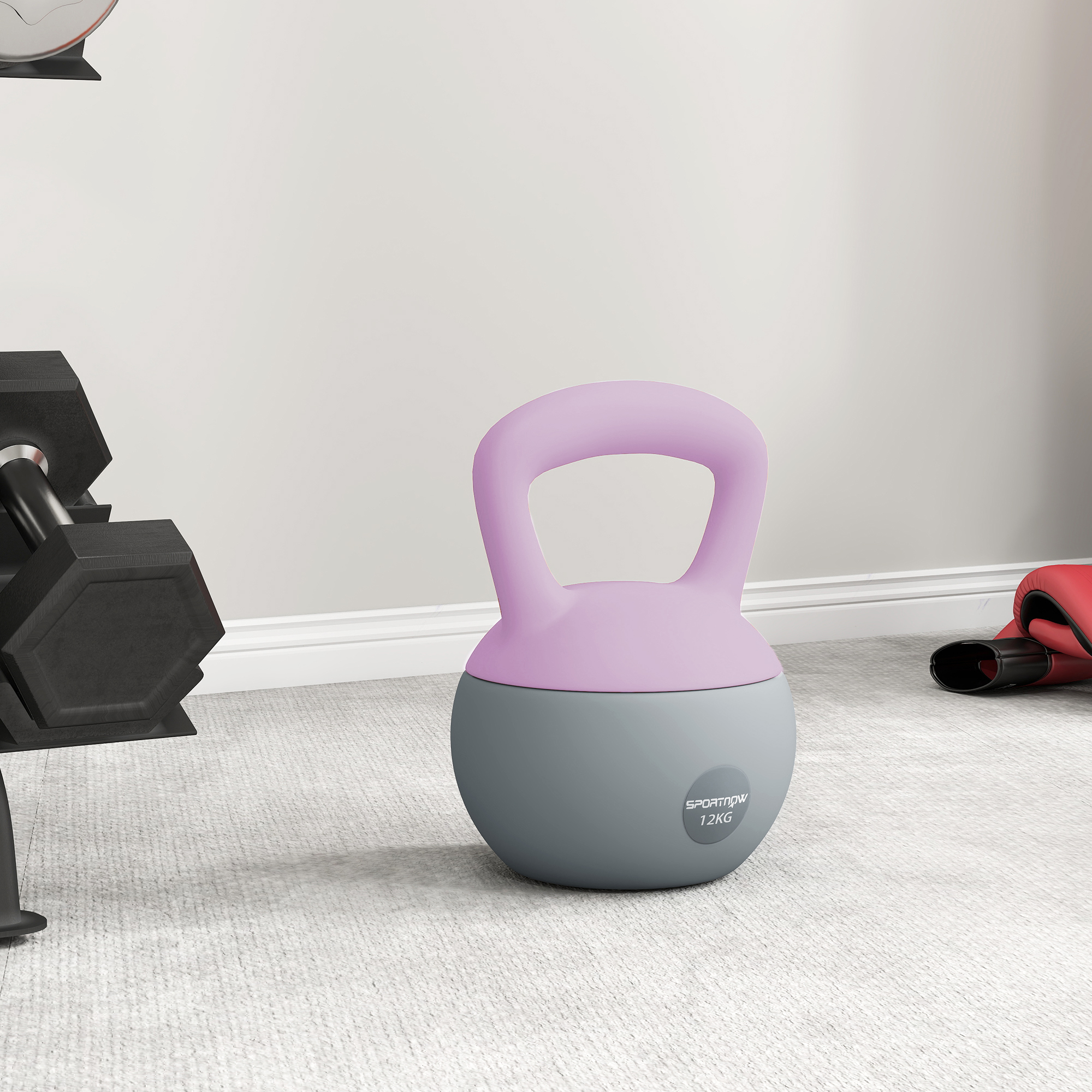 SPORTNOW 12KG Soft Kettlebell, Kettlebell with Non-Slip Handle for Home Gym, Weight Lifting, Strength Training, Purple/Grey 7