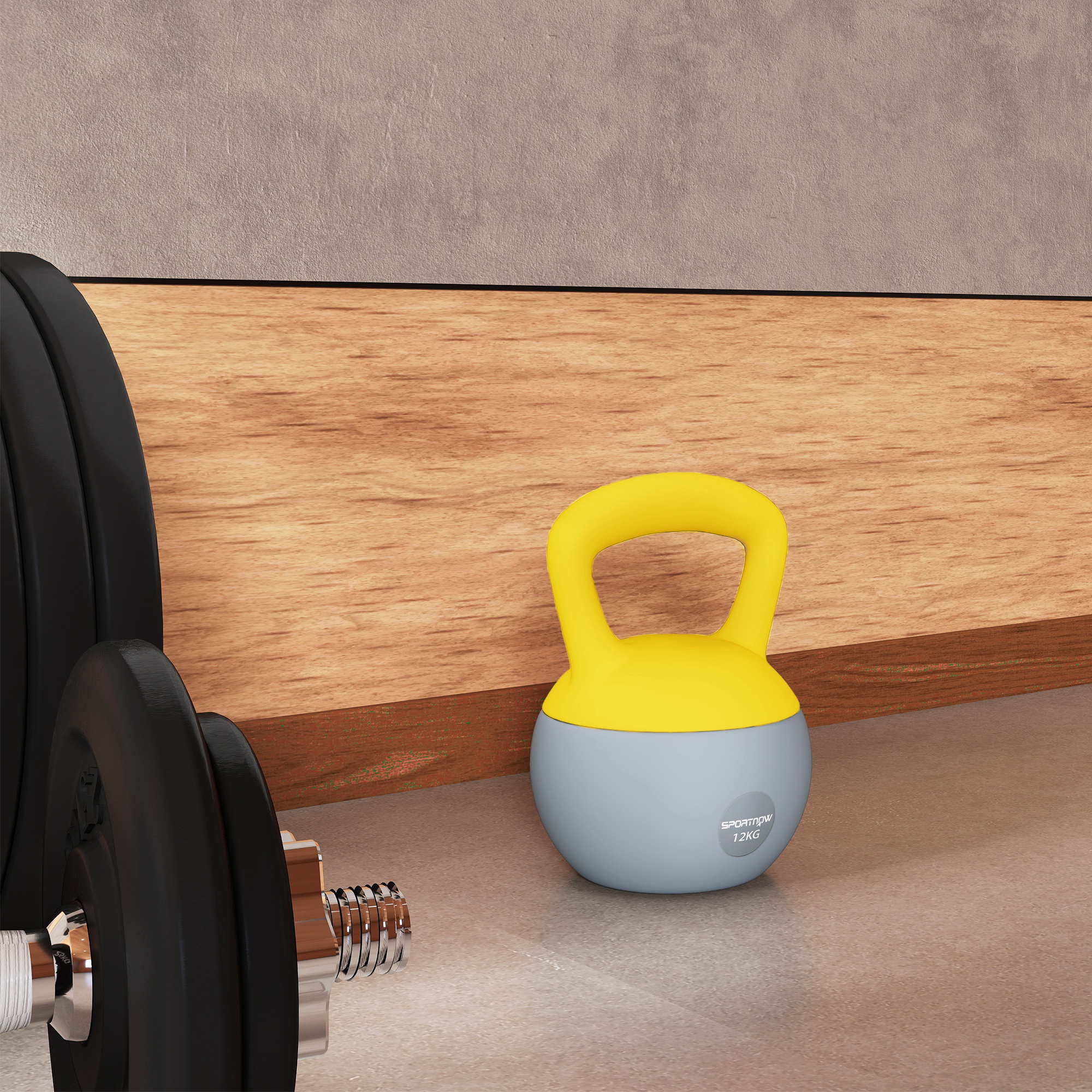 SPORTNOW 12KG Soft Kettlebell, Kettlebell with Non-Slip Handle for Home Gym, Weight Lifting, Strength Training, Yellow/Grey 9
