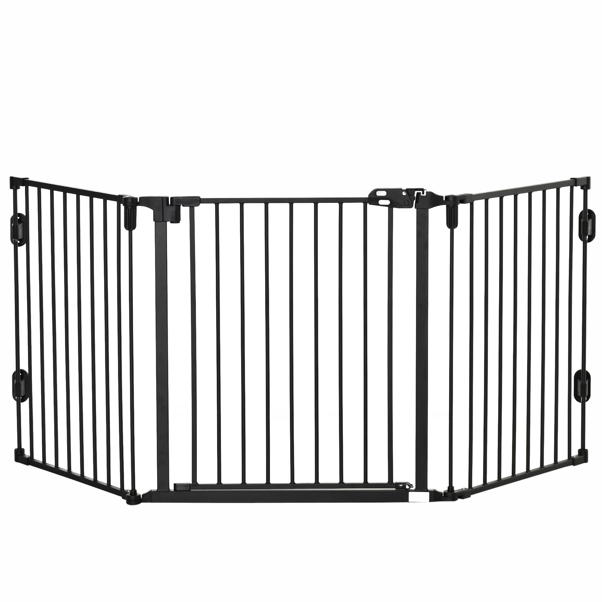 PawHut Barreira de Segurança para Cães Dobrável Barreira de Proteção para Lareira 202,5 cm com Porta para Escada Corredor Preto
