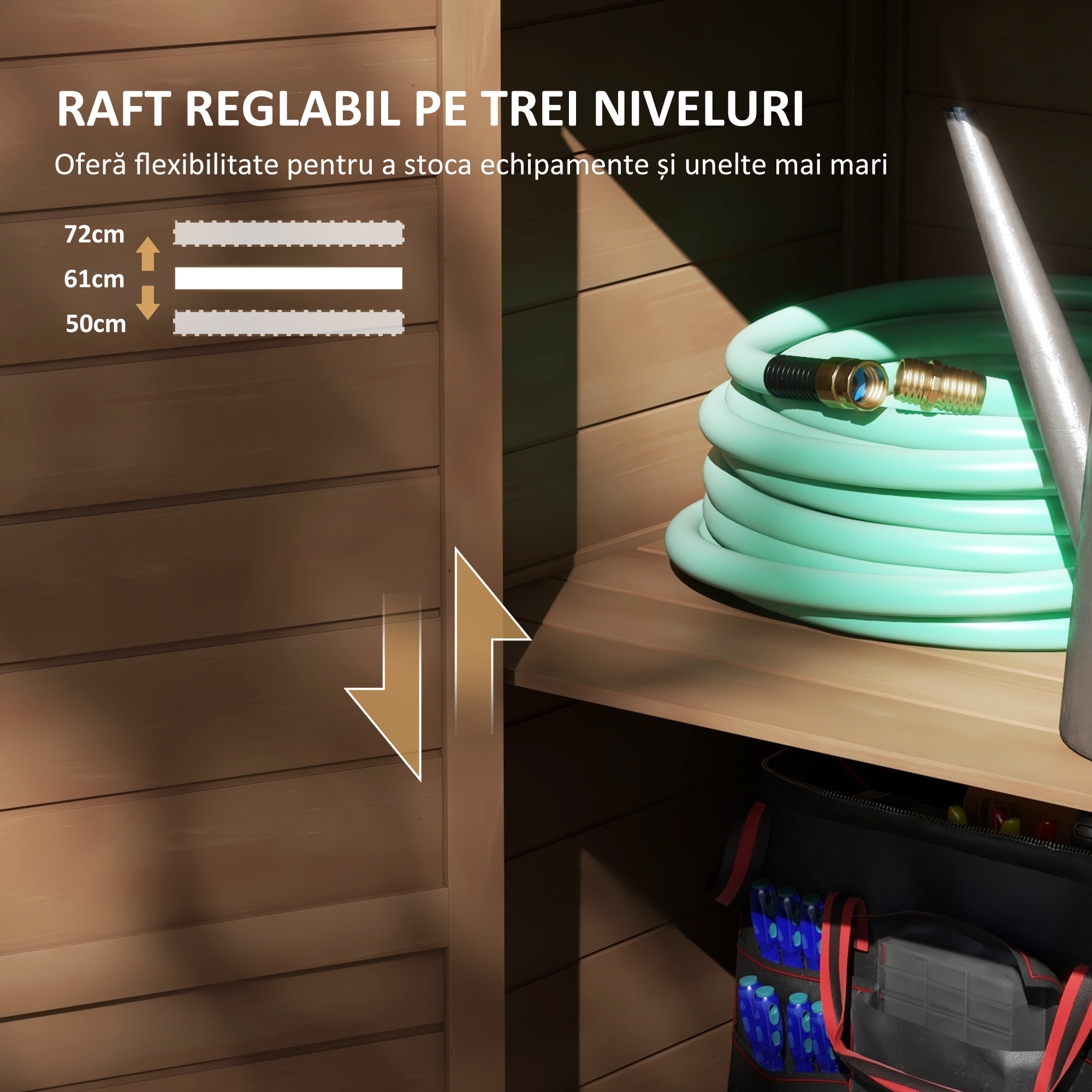 Dulapior de Depozitare in Aer Liber, sopron Mic din Lemn pentru Gradina [3]