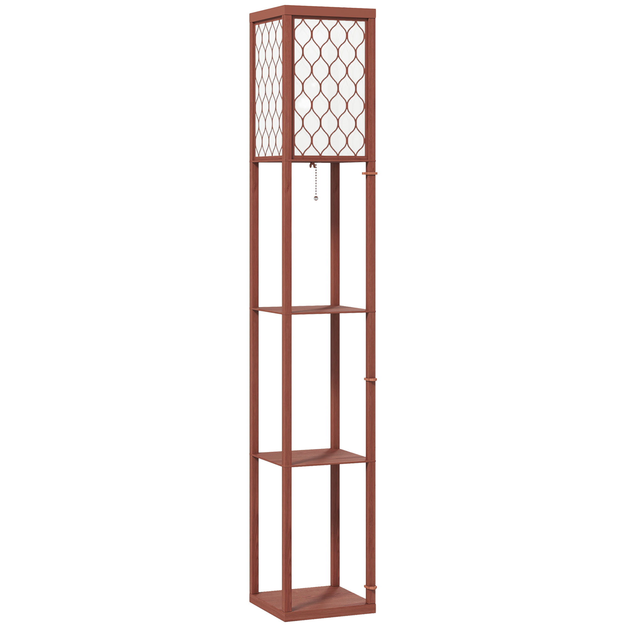 HOMCOM Three-Shelf Standing Lamp - Oak/White