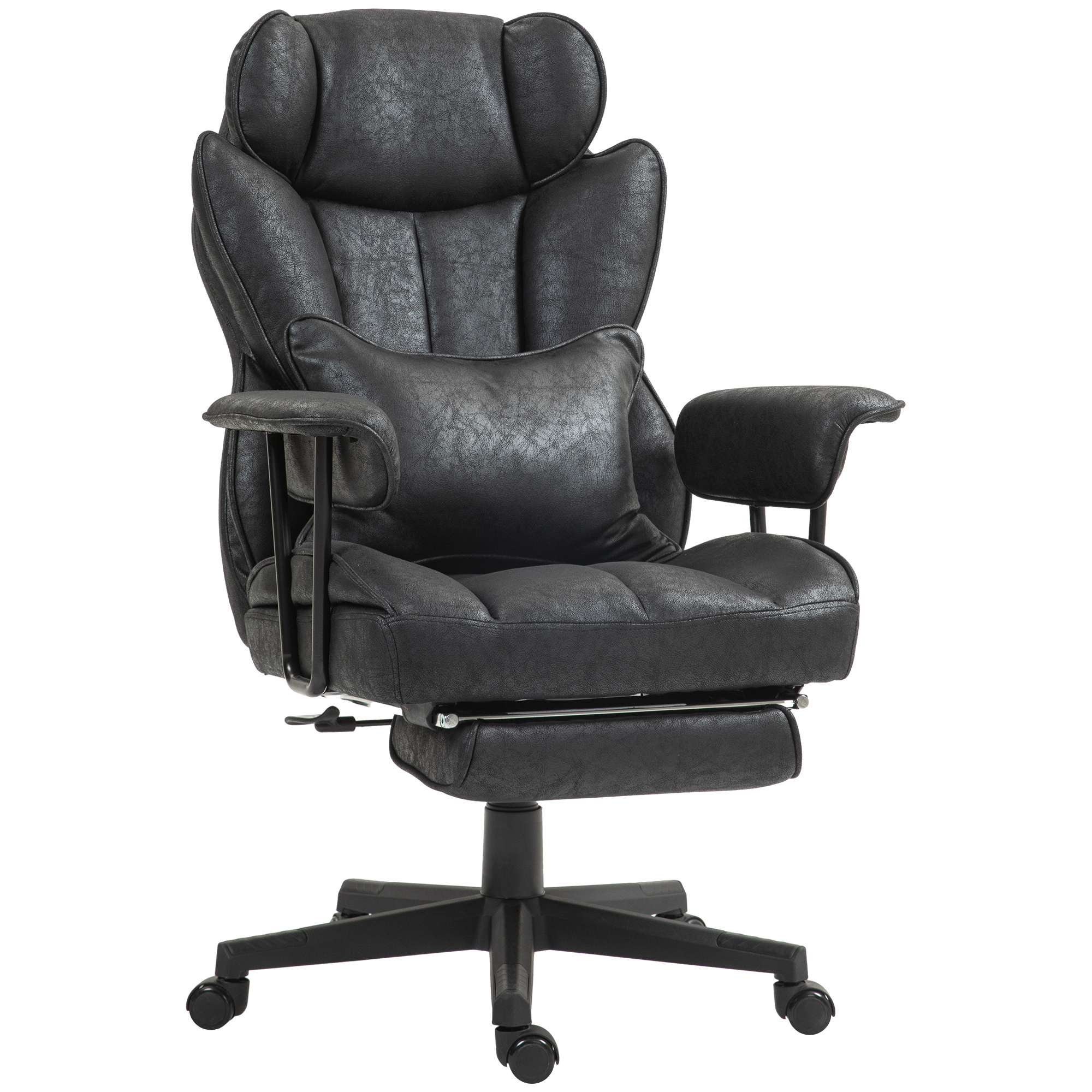 HOMCOM Executive Office Chair, Ergonomic Desk Chair with Foot Rest, Lumbar Support, Reclining Function and Wide Seat, Black