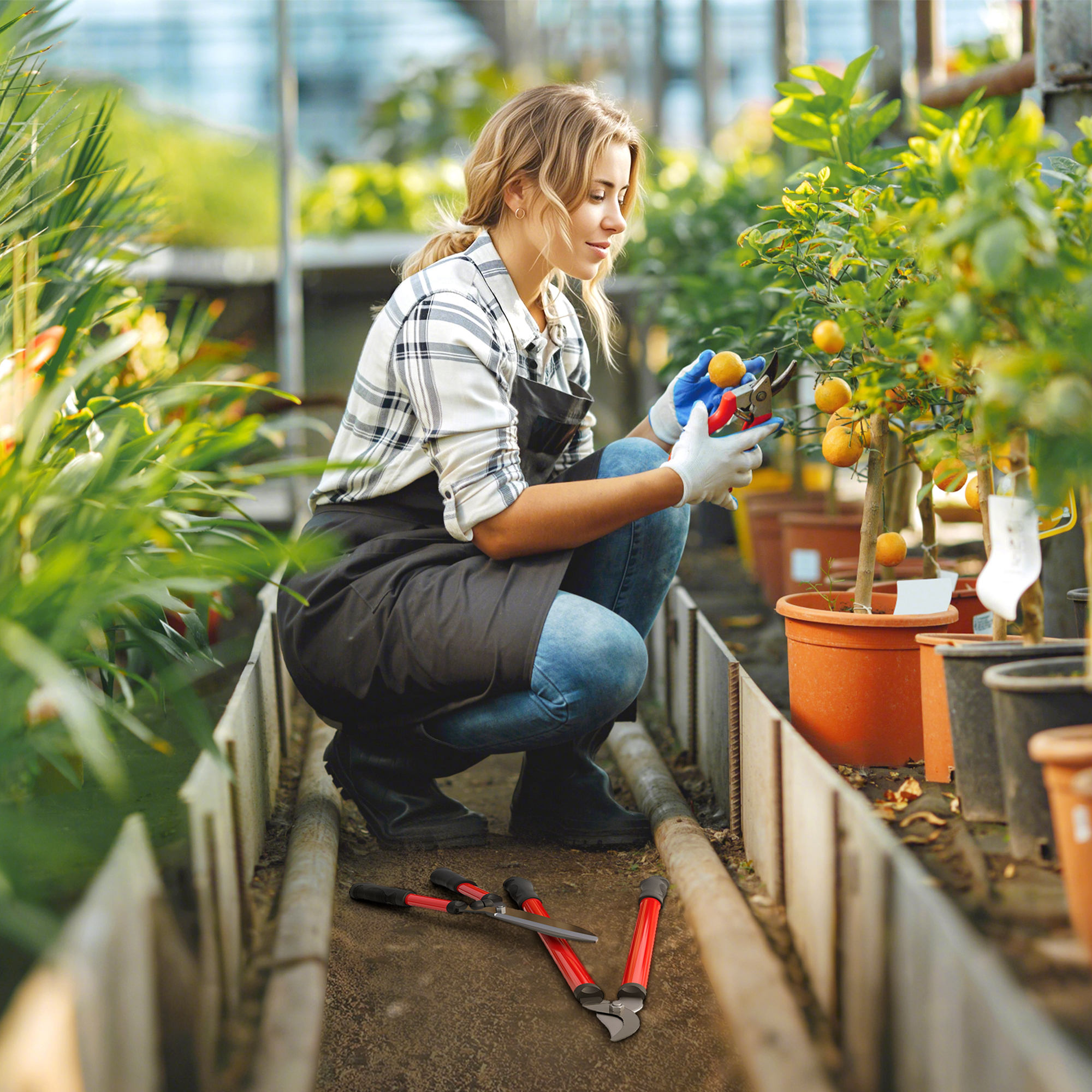 Outsunny 3 Pcs Garden Shears Set with Hedge Shears, Lopper, Garden Secateurs, Lightweight and Compact, Tree Shrub Care Kit for Pruning with Soft Grip Handle