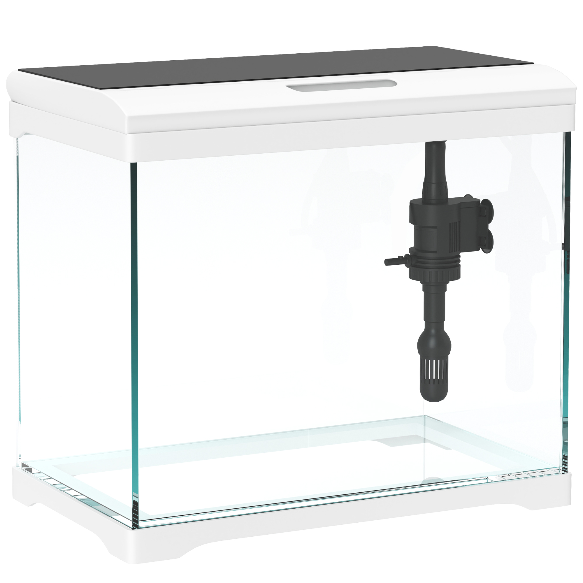 PawHut 26L Glass Fish Tank With Filter System, LED Lights, Water Pump, White