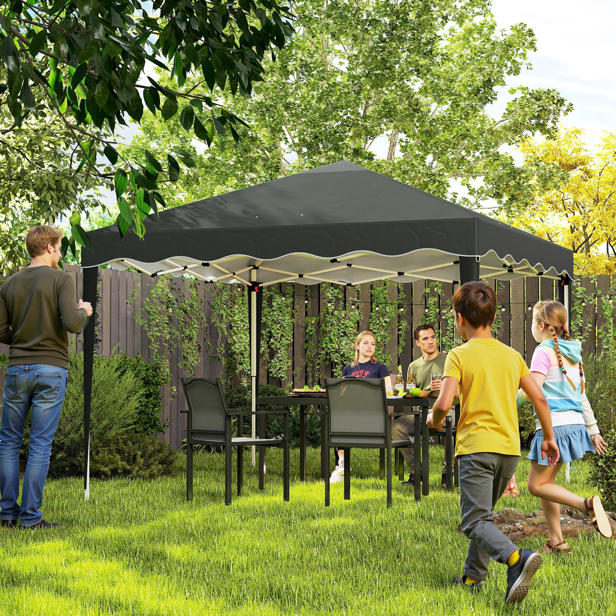 Outsunny 3 x 3cm Adjustable Height Pop-Up Gazebo, with Bag Grey 2