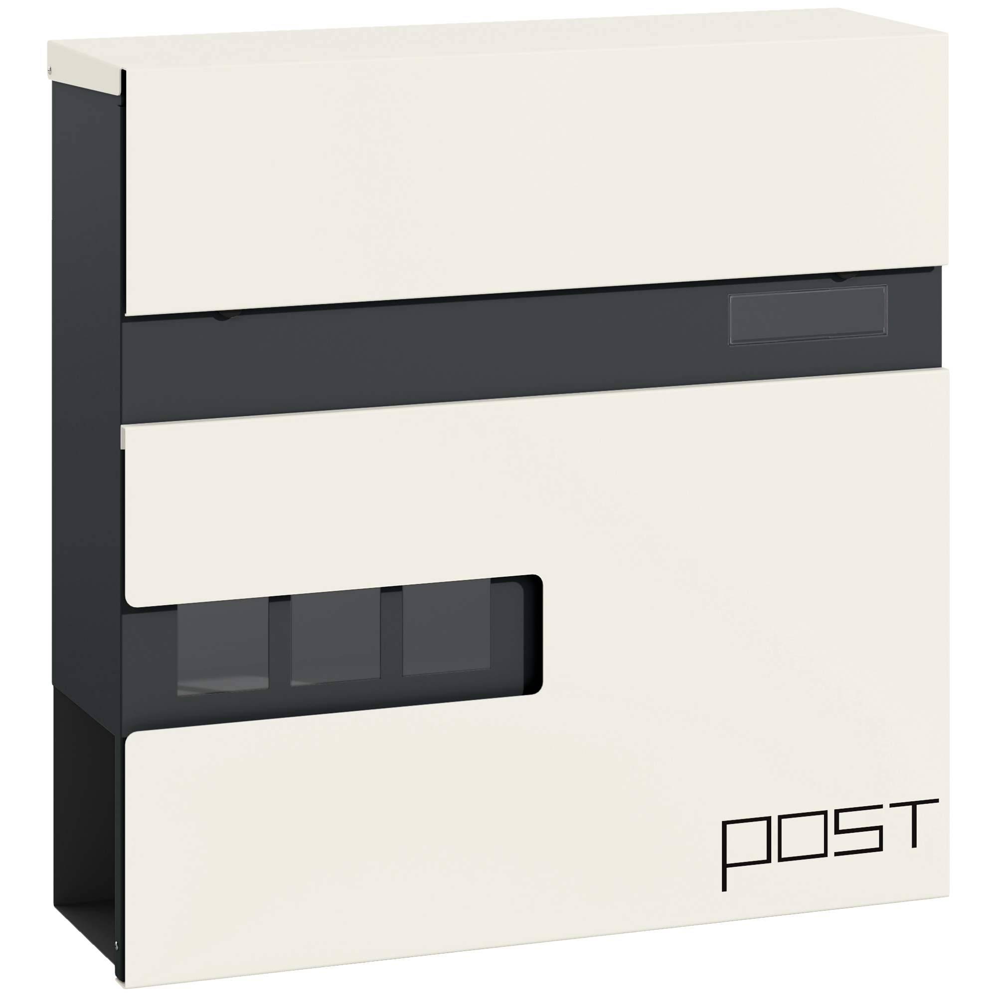 HOMCOM Wall Mounted Letterbox, Weatherproof Post Box, Modern Mailbox with 2 Keys and Viewing Windows, Easy to Install