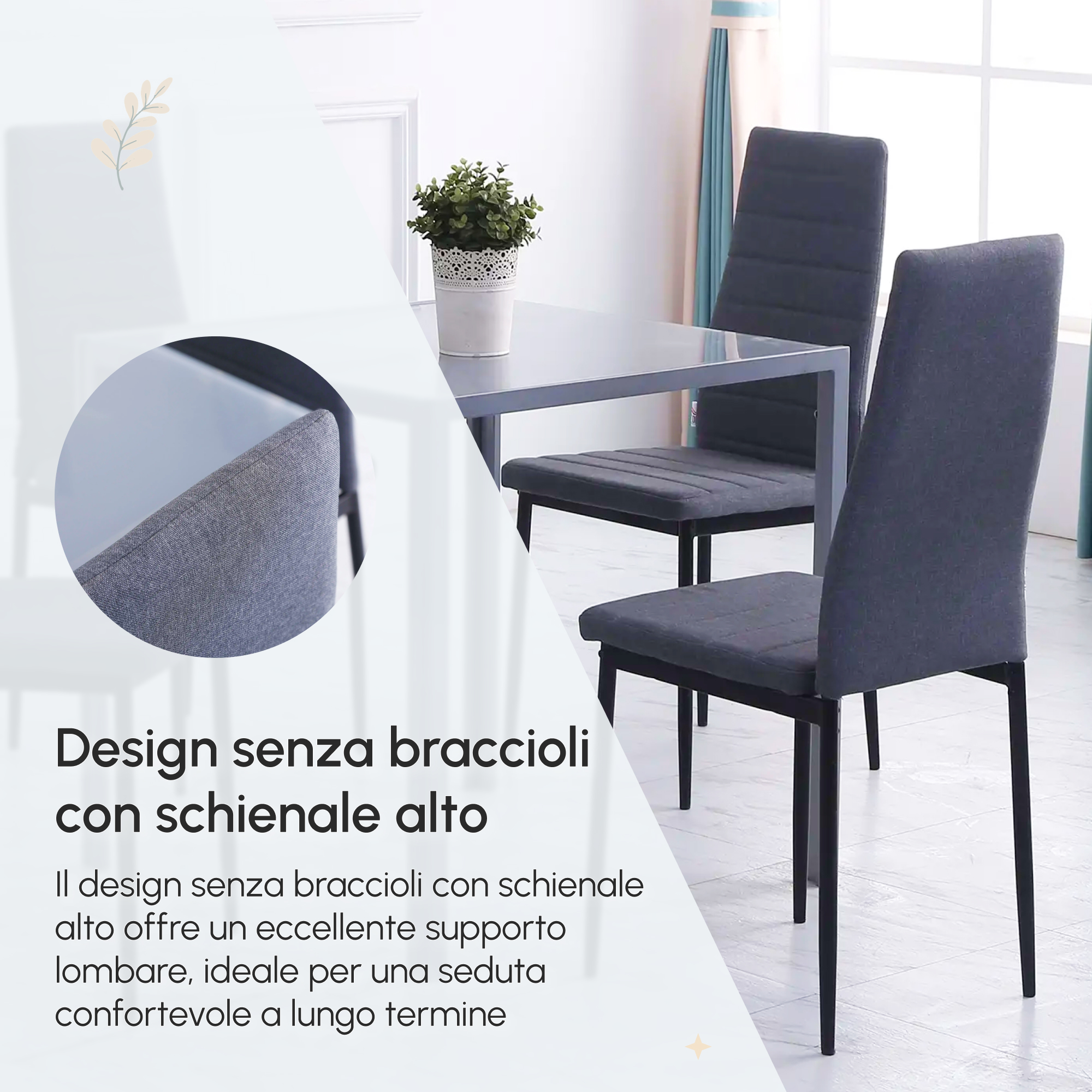 Set 2x Sedie HHG-503 Sala Da Pranzo Soggiorno Imbottite Girevoli Tessuto Avorio 76929903