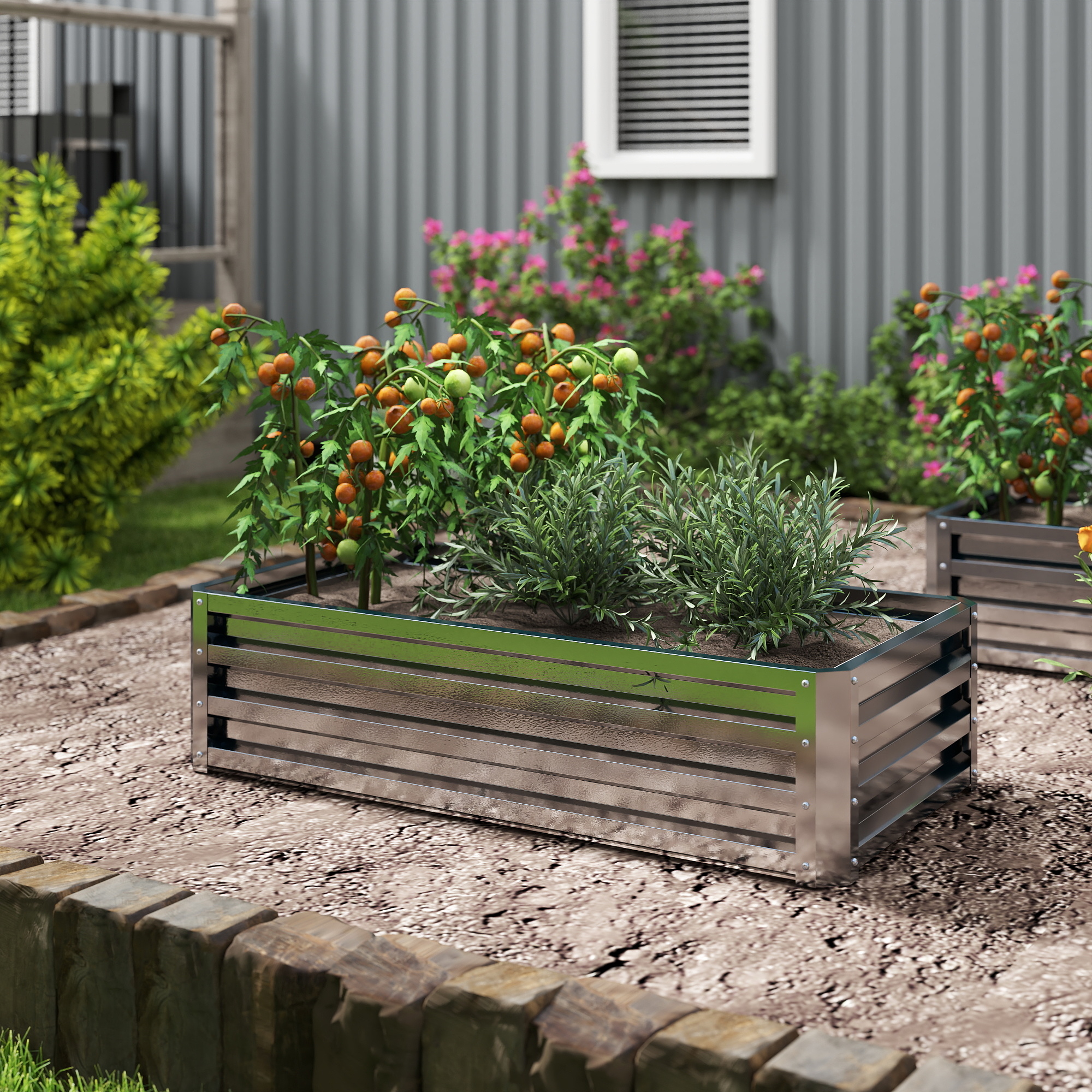 Outsunny Hochbeet aus Stahl, Wetterbeständig Pflanzbeet Frühbeet Gartenbeet günstig online kaufen