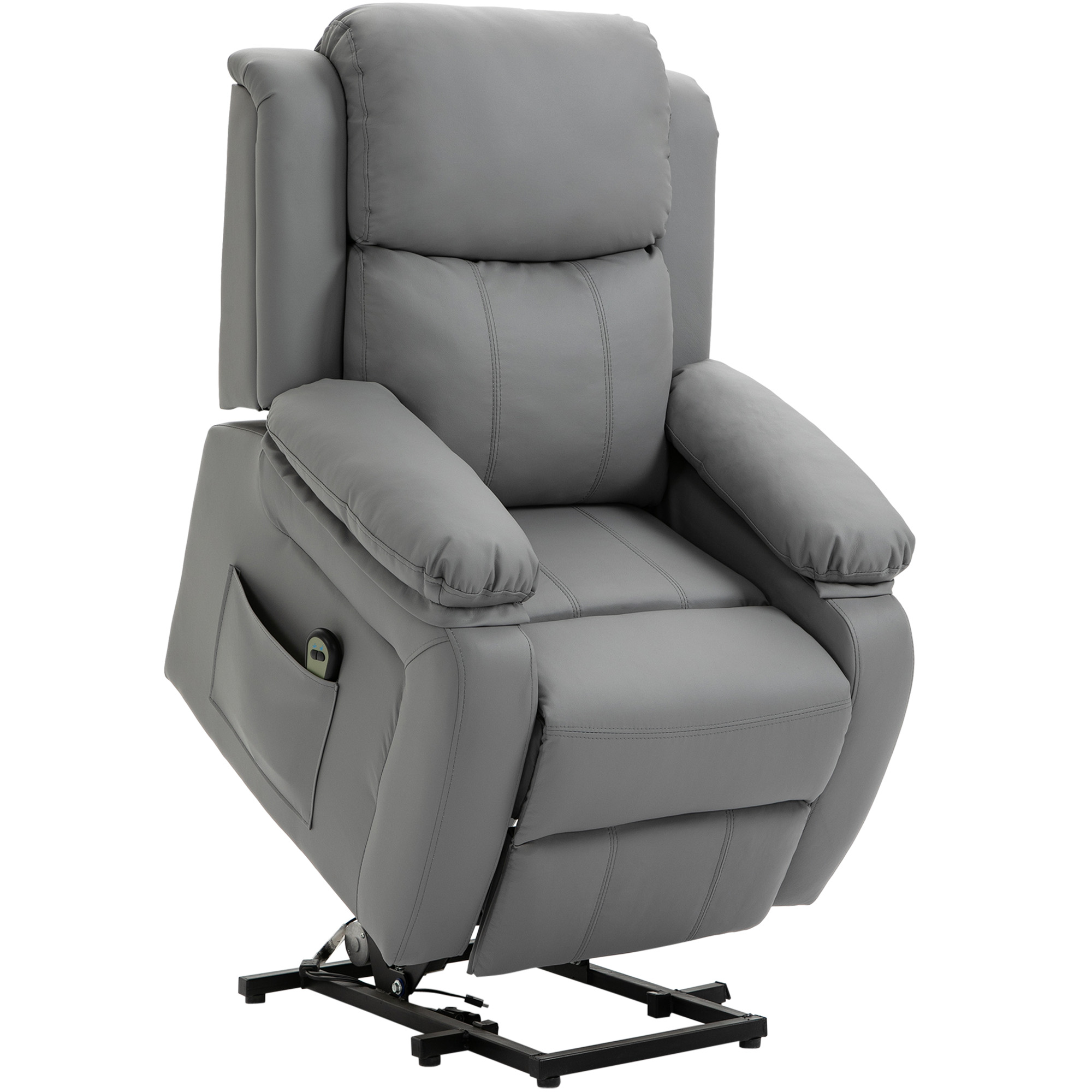 HOMCOM Sillón Relax Levanta Personas con Control Remoto y Reclinación Eléctrica 160° en Tela Gris para Salón Moderno   Aosom España