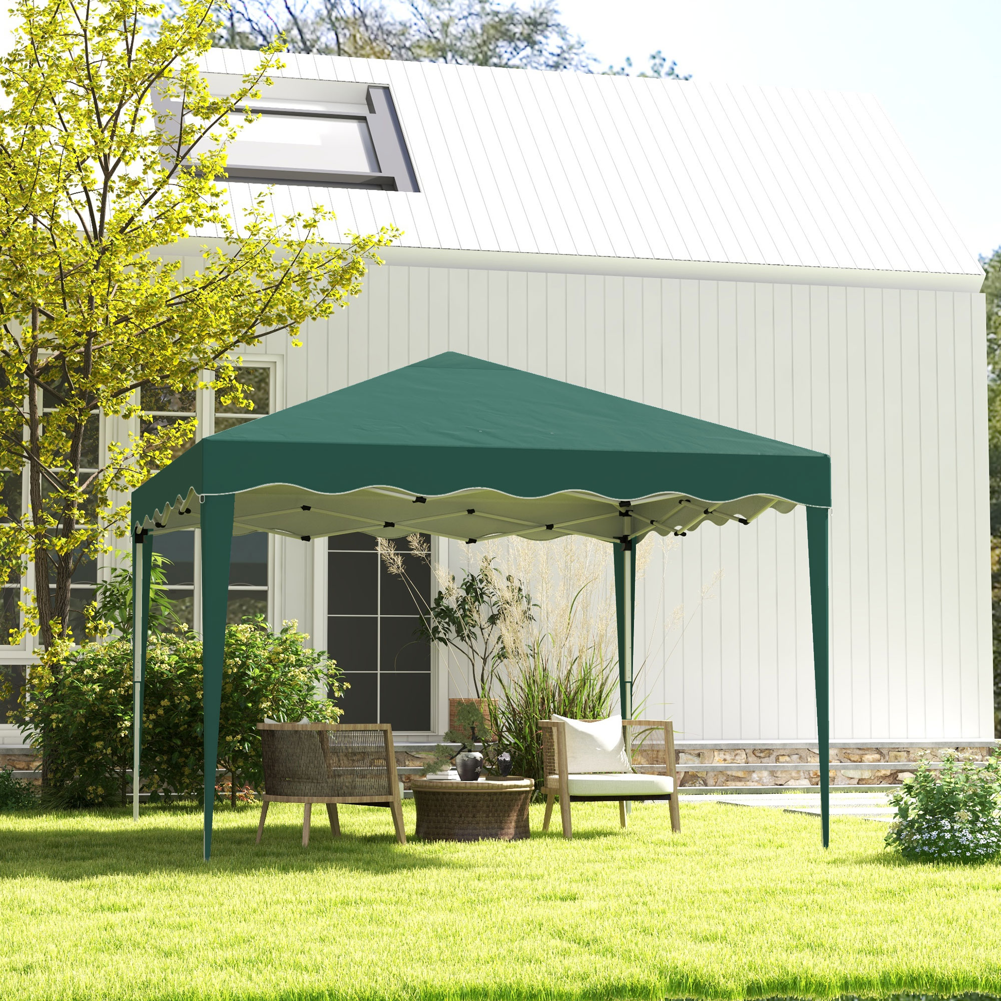 Outsunny 3 x 3cm Adjustable Height Pop-Up Gazebo, with Bag Green 8