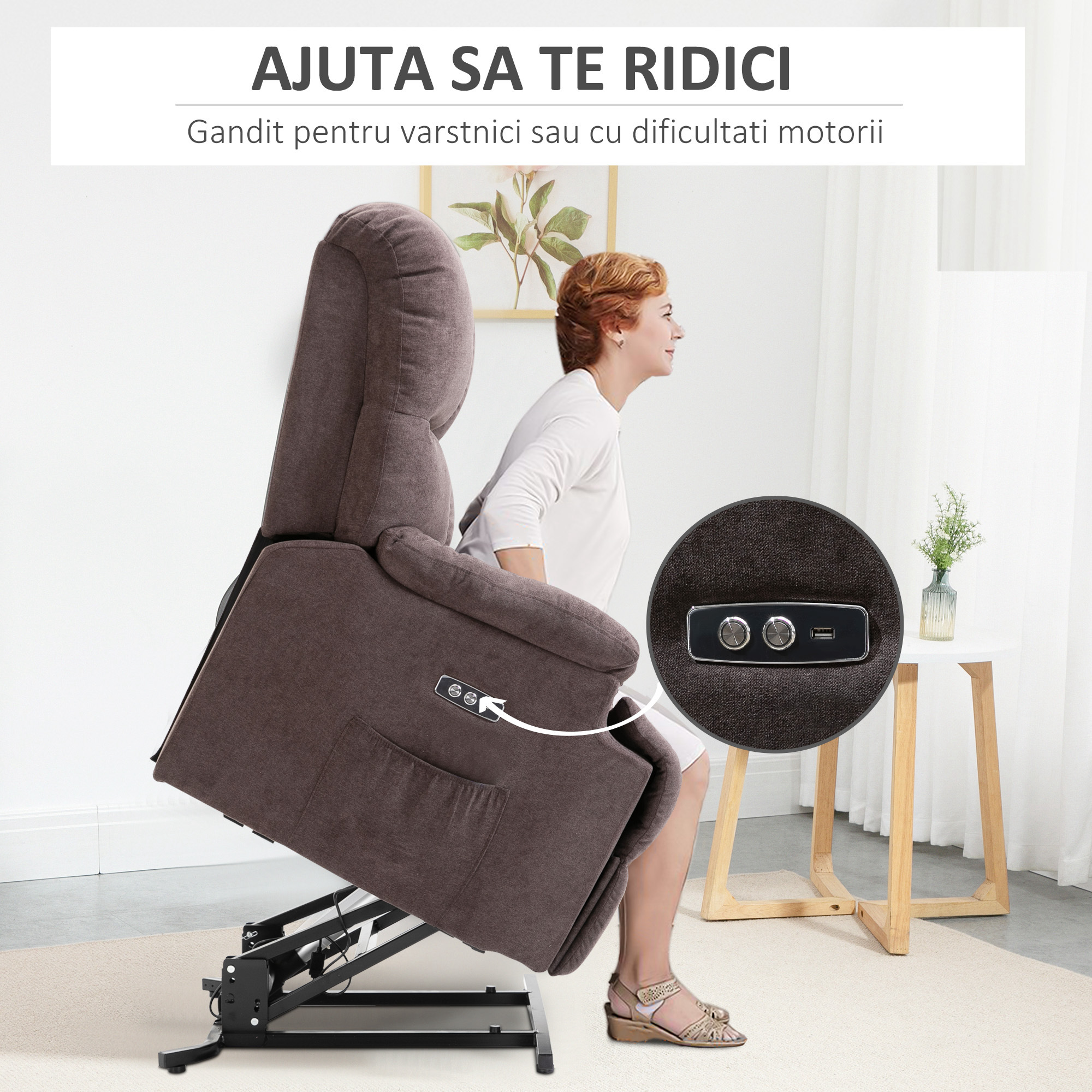 Homcom Fotoliu Relax Electric – Rabatabil & Ridicare | Aosom Romania