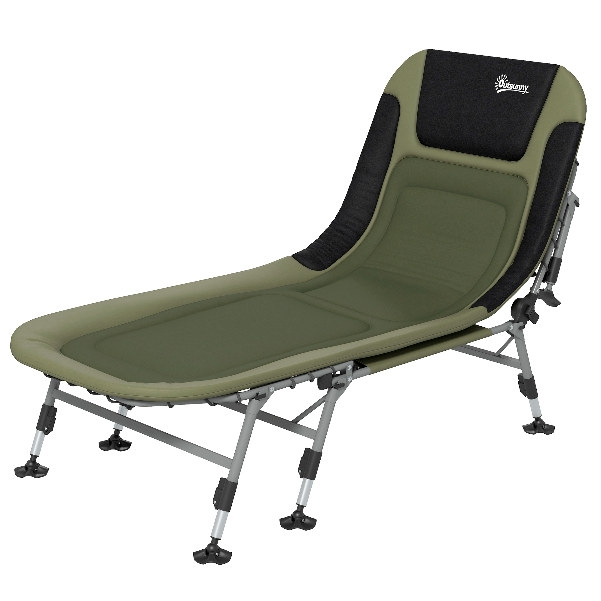 Outsunny Campingbett Feldbett klappbar Reisebett verstellbar Klappbett bis 180 kg belastbar für Outdoor Oxford Grün Aosom