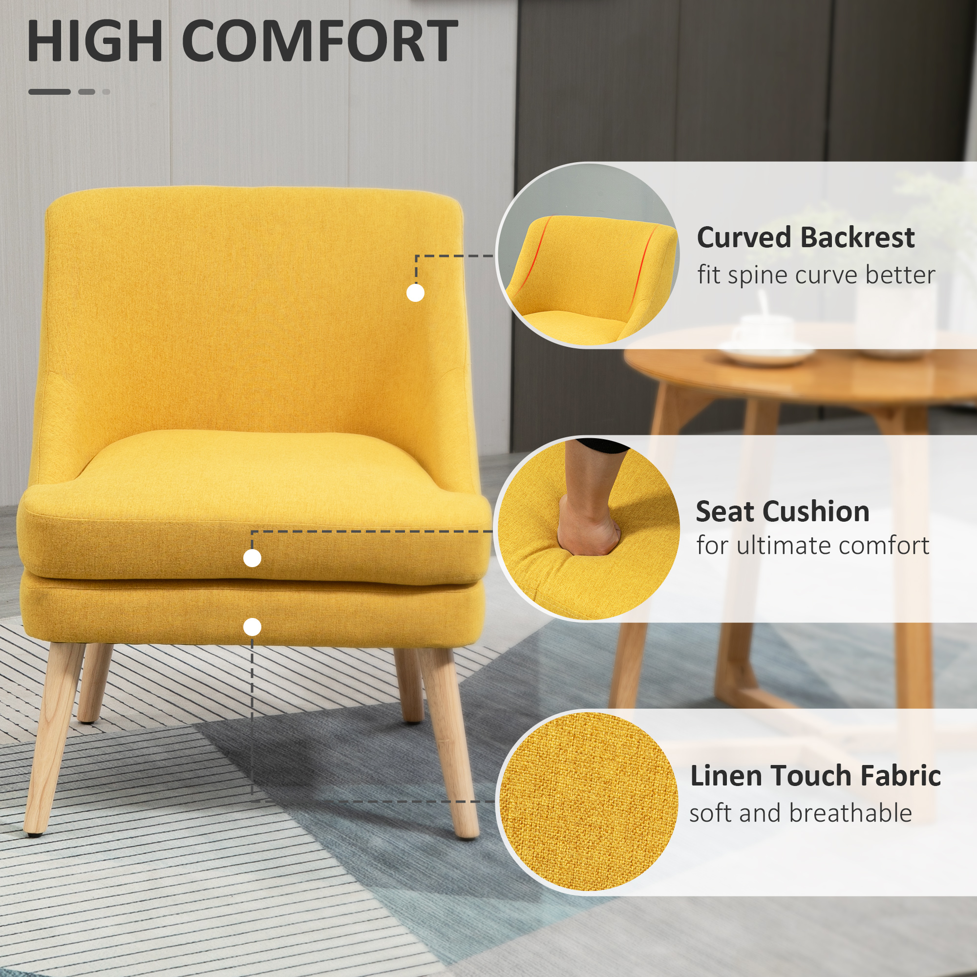 HOMCOM bureaustoel gestoffeerde stoel fauteuil met rugleuning