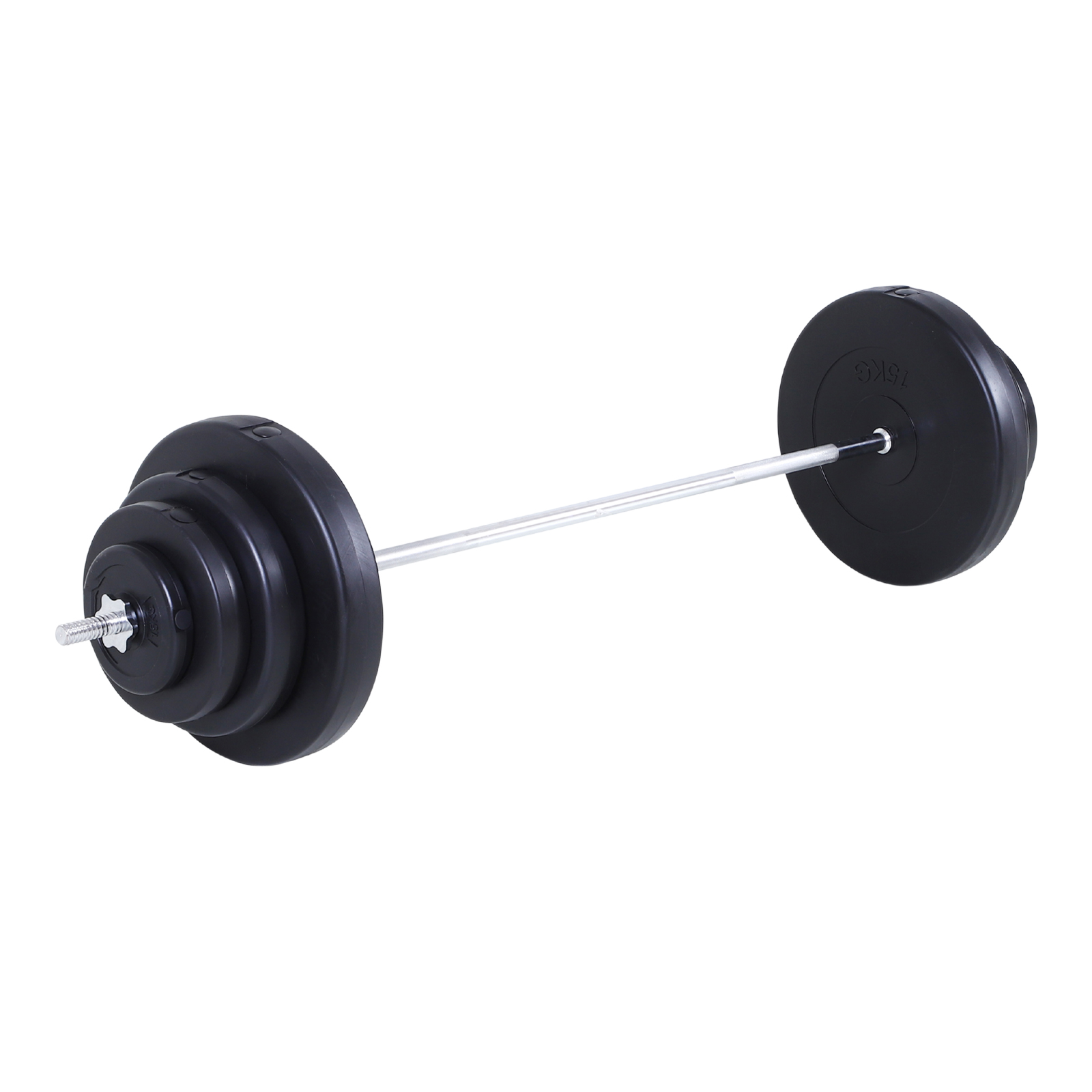 HOMCOM Barra de Pesas Ajustables 70 kg con 8 Discos 1,5kg 5kg 10kg 15kg y 1 Barra en Hogar Gimnasio 170x40,5x40,5 cm Negro