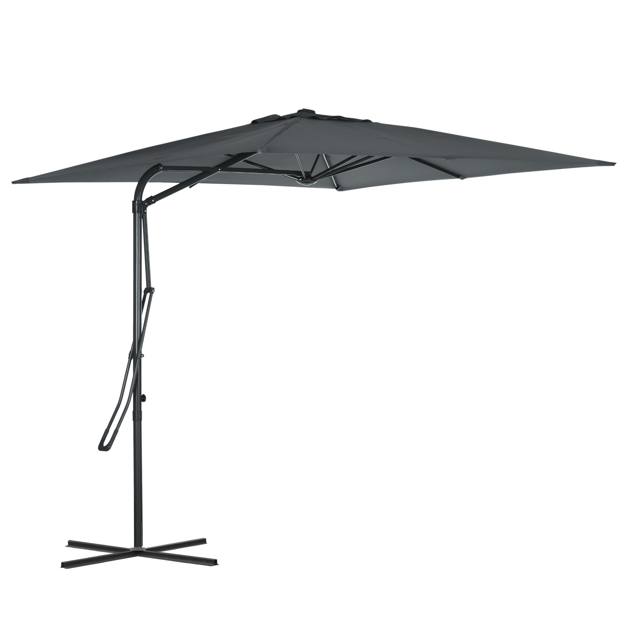 Outsunny Parasol déporté carré 2,5 x 2,5 m, parasol de jardin extérieur protection UV base croisée incluse gris foncé