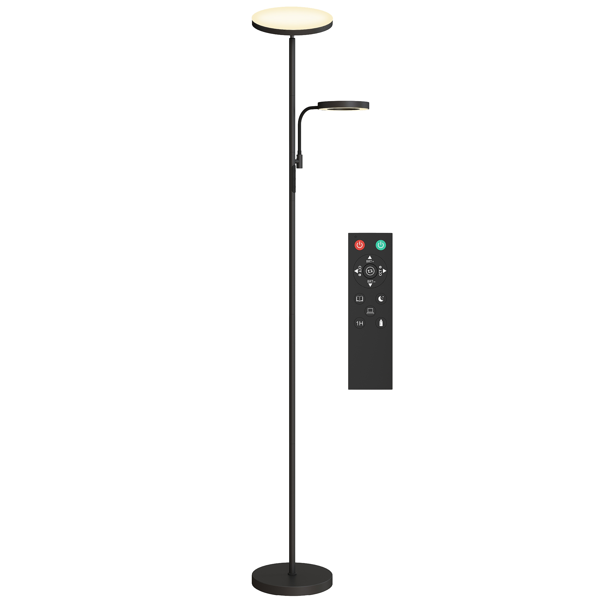 HOMCOM Lampadaire LED 42W dimmable 2700K-6500K 4 couleurs variation continue, 4 modes scène, télécommande et contrôle tactile