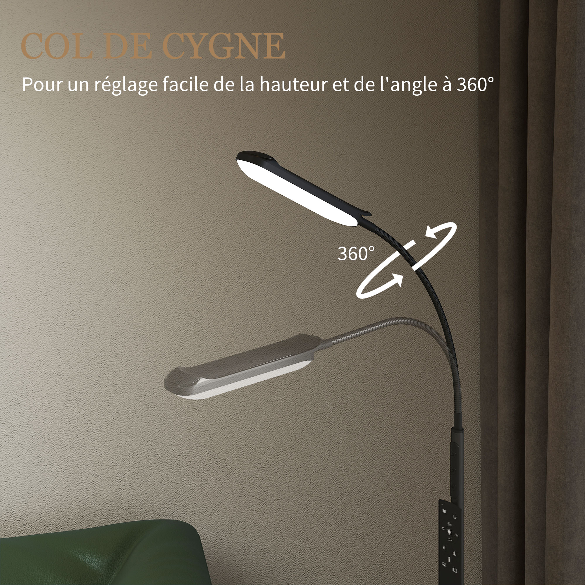 Miootly Lampadaire Arc Moderne Avec Télécommande – Design Élégant Et Ajustable, Lumière Dimmable, Parfait Pour Salon Et Chambre (Noir)