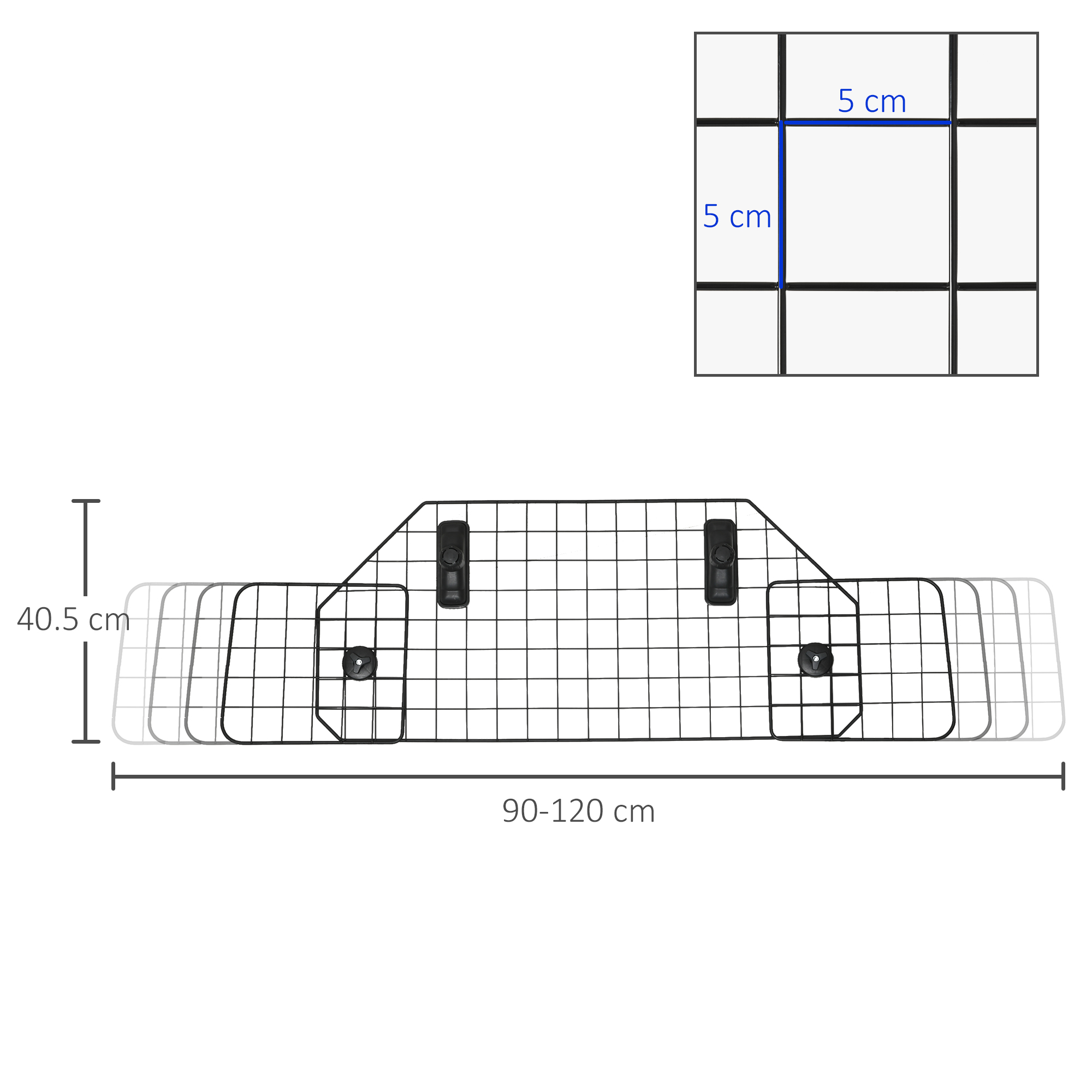 PawHut Dog Guard for Cars Adjustable Boot Barrier Metal Mesh Pet Headrest, 90-120W x 40.5H cm 3