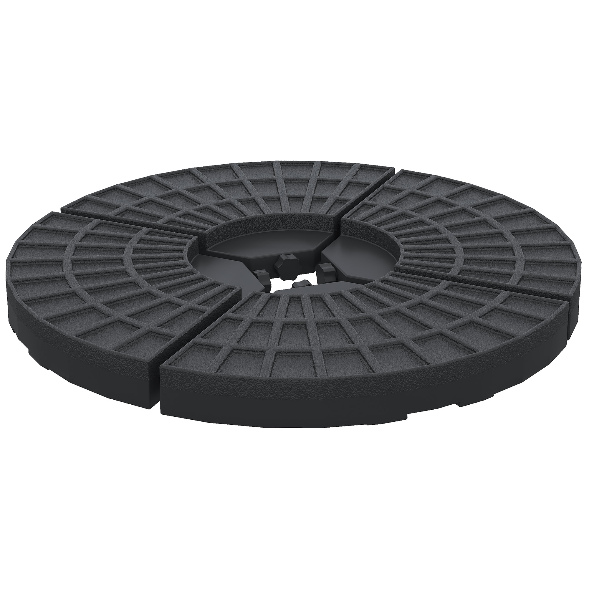 Outsunny Lot de 4 Poids de Lestage pour Parasols Déportés Polyéthylène Haute Densité 48 x 48 x 8 cm Noir