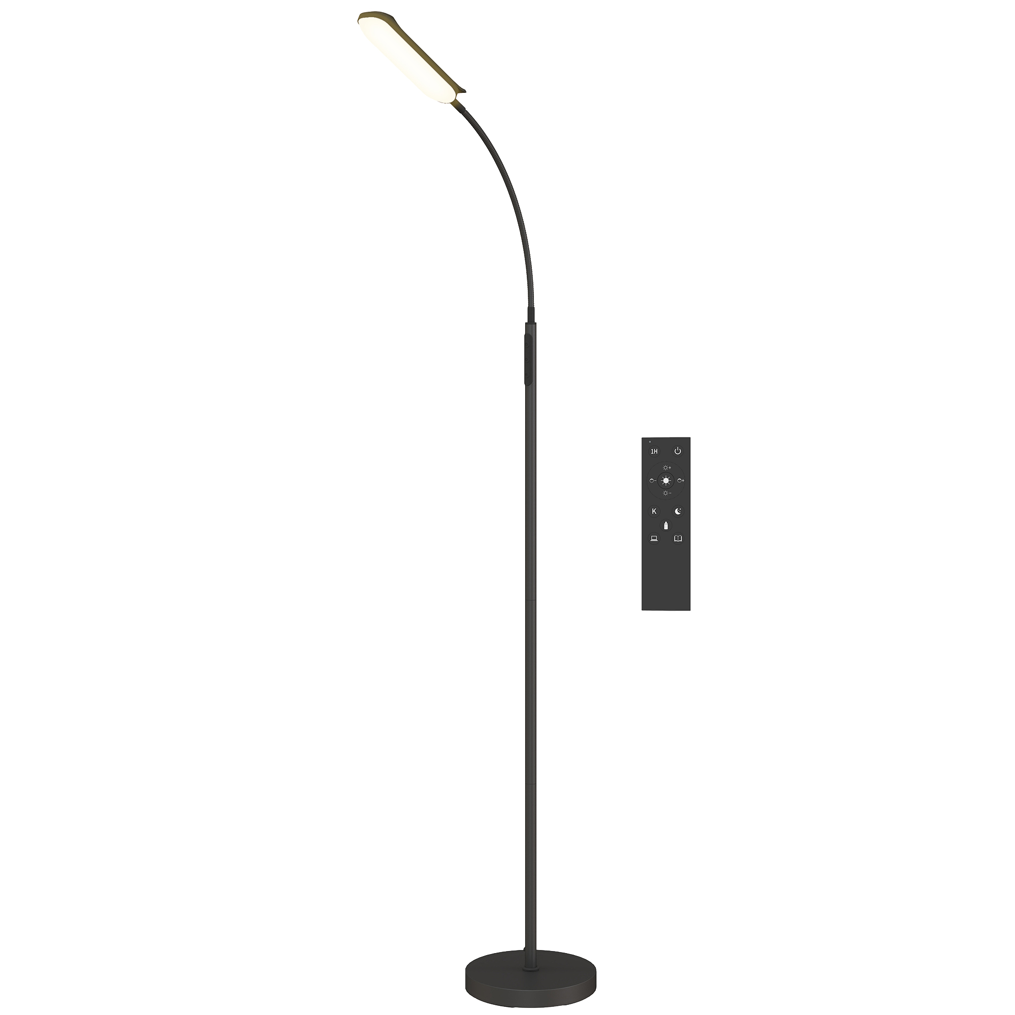 HOMCOM Lampadaire sur pied de salon avec télécommande, contrôle tactile, température couleur et luminosité réglables, noir