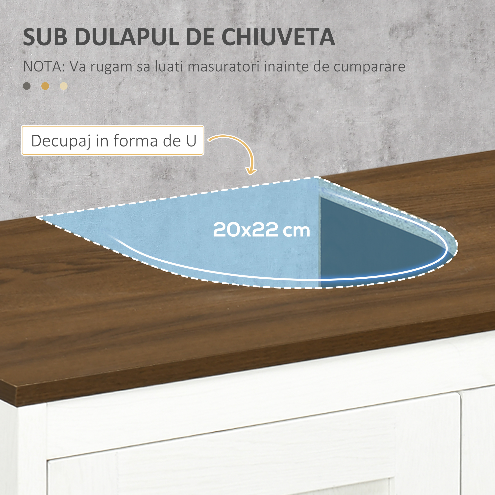  Dulap sub Chiuveta pentru Baie, din Lemn, cu Raft Interior Reglabil, 60x30x60 cm, Alb si Nuc [3]