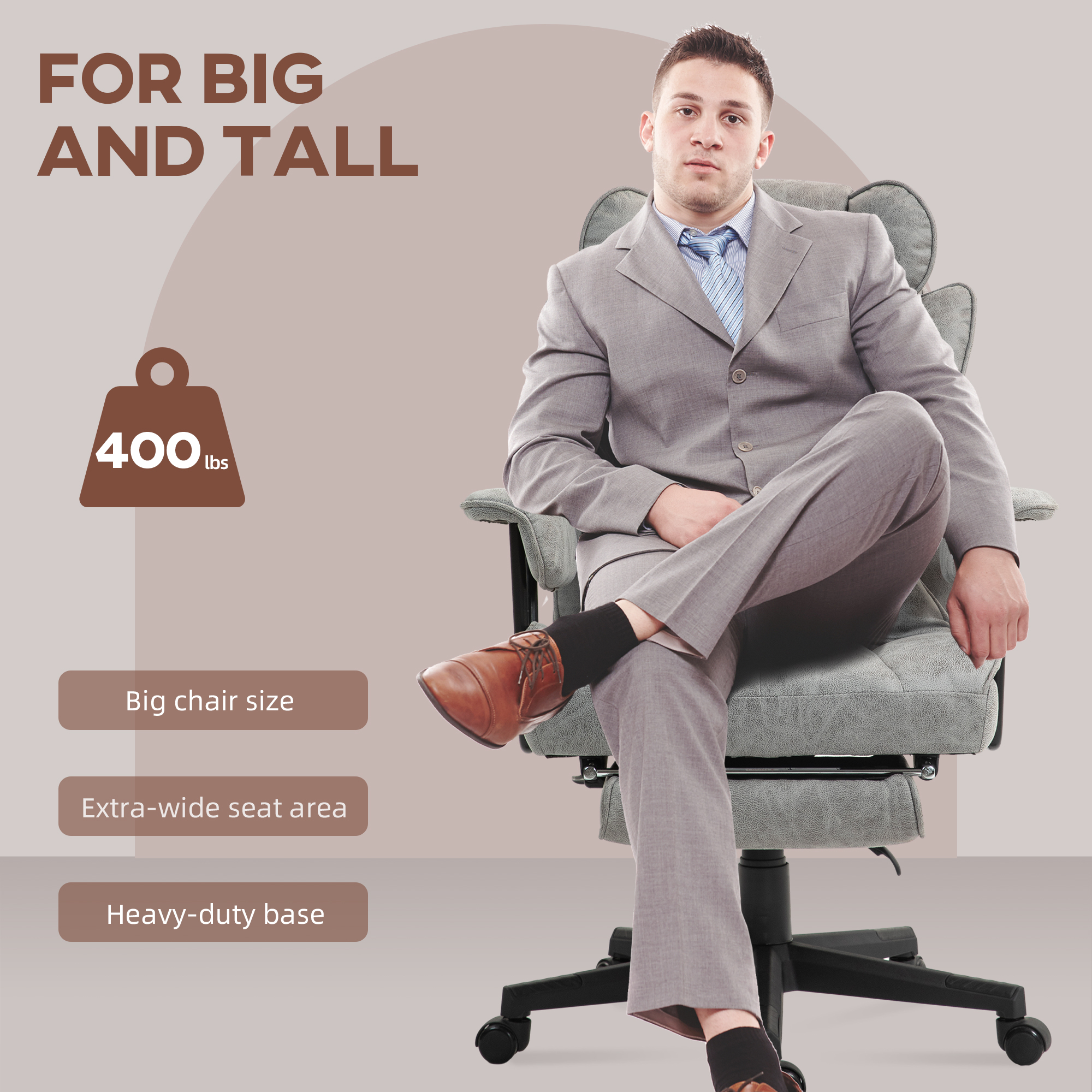 HOMCOM Office Chair with 6 Point Massage and Heat, Ergonomic Desk Chair with Foot Rest, Lumbar Support, Reclining Function and Wide Seat, Height-Adjustable High Back Swivel Rolling for Home, Grey 5