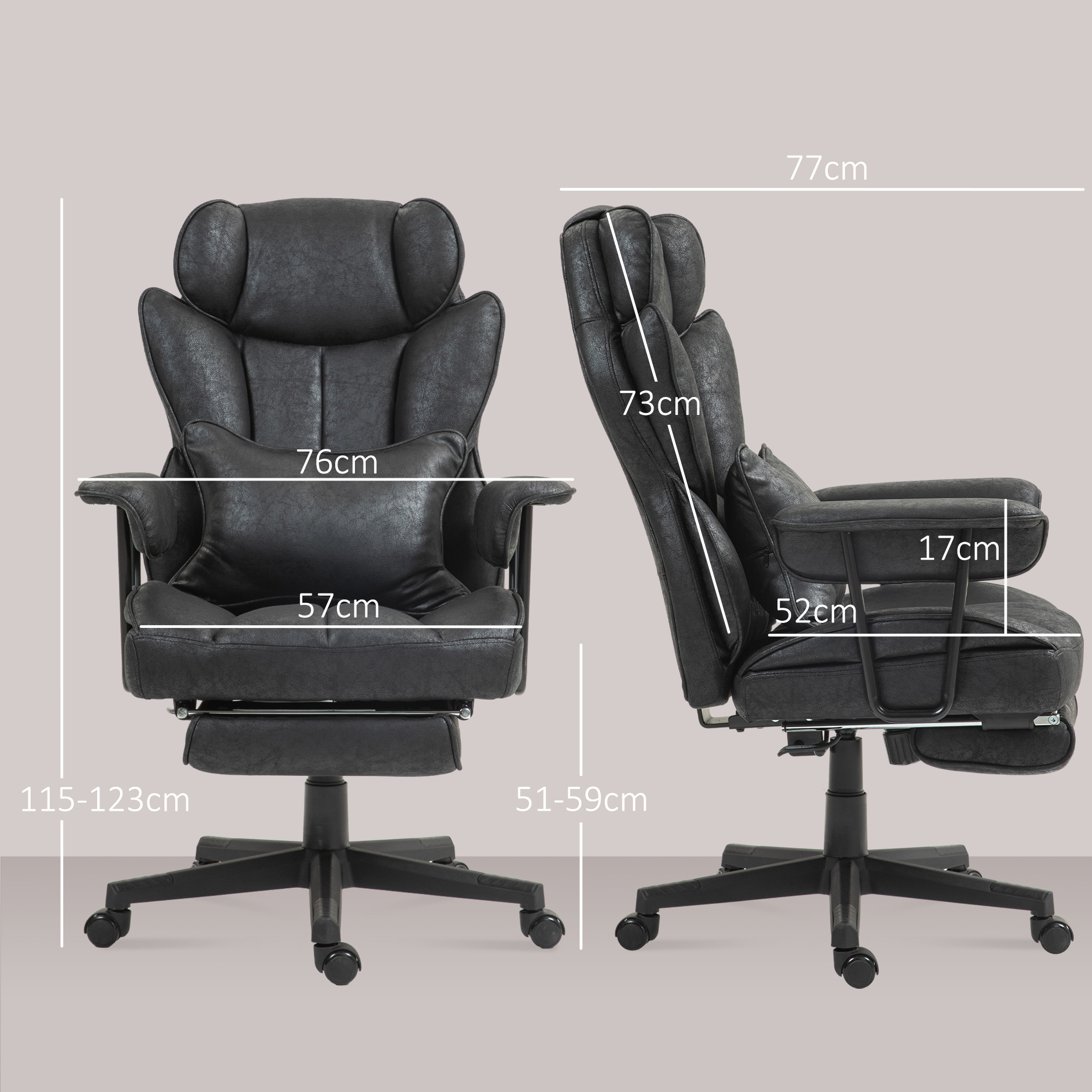 HOMCOM Office Chair with 6 Point Massage and Heat, Ergonomic Desk Chair with Foot Rest, Lumbar Support, Reclining Function and Wide Seat, Height-Adjustable High Back Swivel Rolling for Home, Black 3