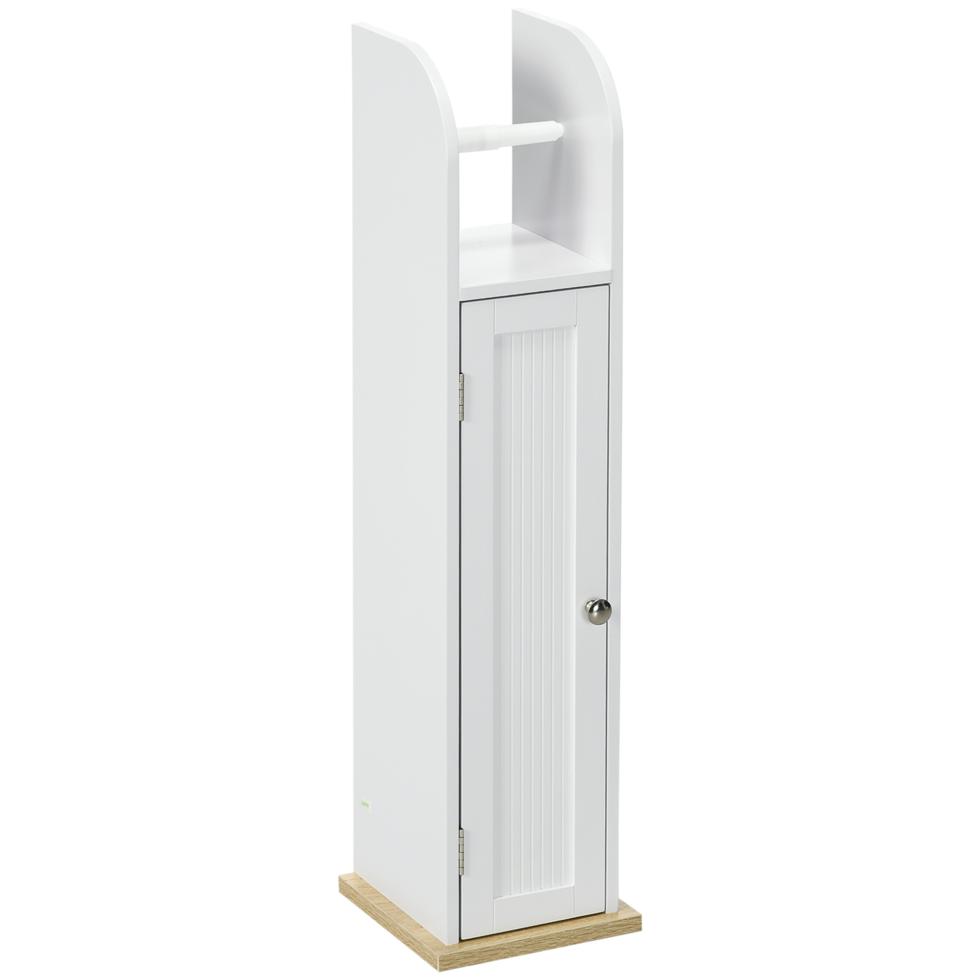 kleankin Meuble de salle de bain support papier toilette avec placard et étagères réglables 20 x 20 x 80 cm blanc