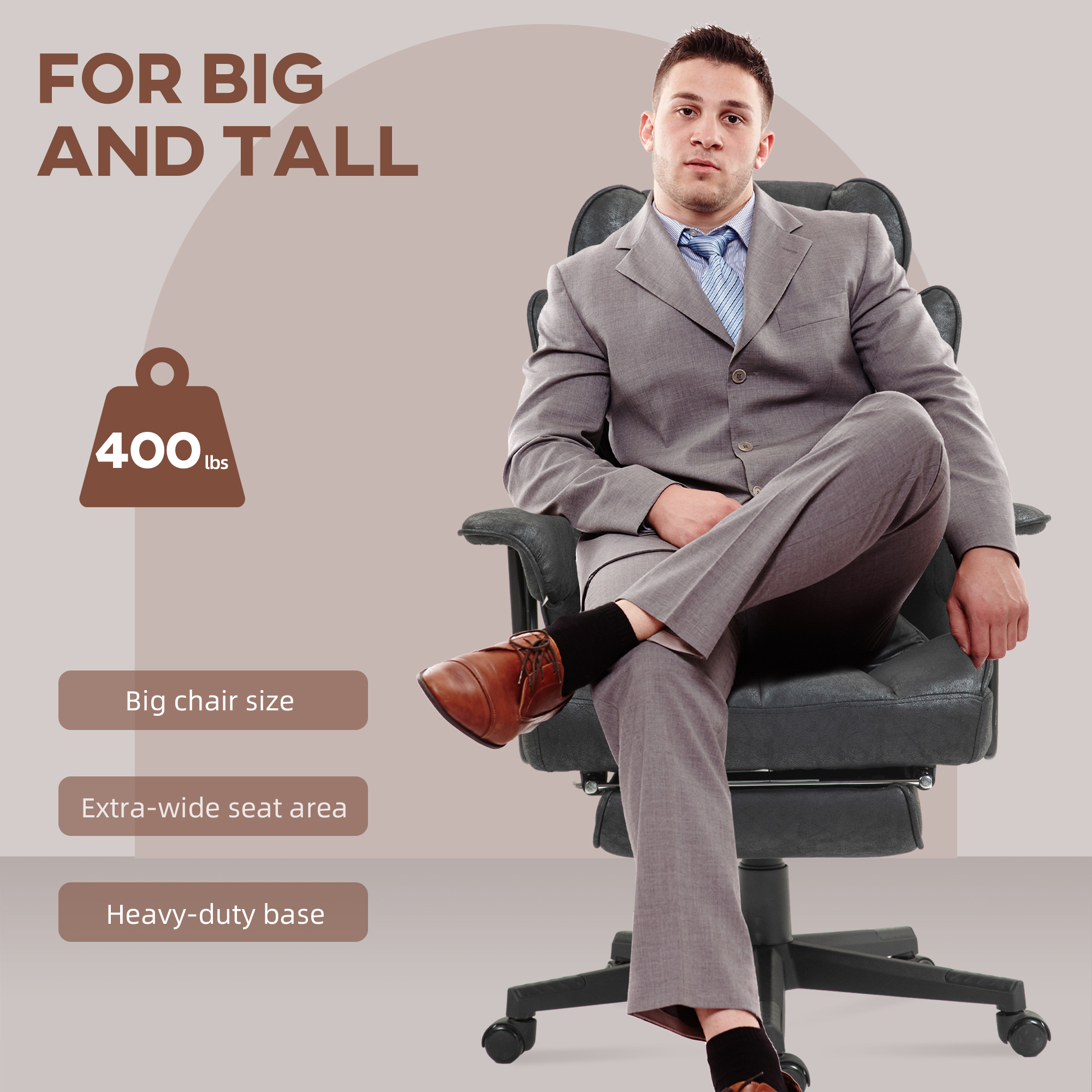 HOMCOM Office Chair with 6 Point Massage and Heat, Ergonomic Desk Chair with Foot Rest, Lumbar Support, Reclining Function and Wide Seat, Height-Adjustable High Back Swivel Rolling for Home, Black 5
