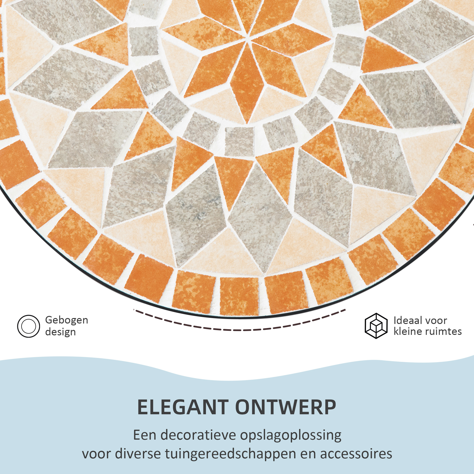 Outsunny tuintafel ronde tafel elegant tuinmeubilair stabiel stelpoten