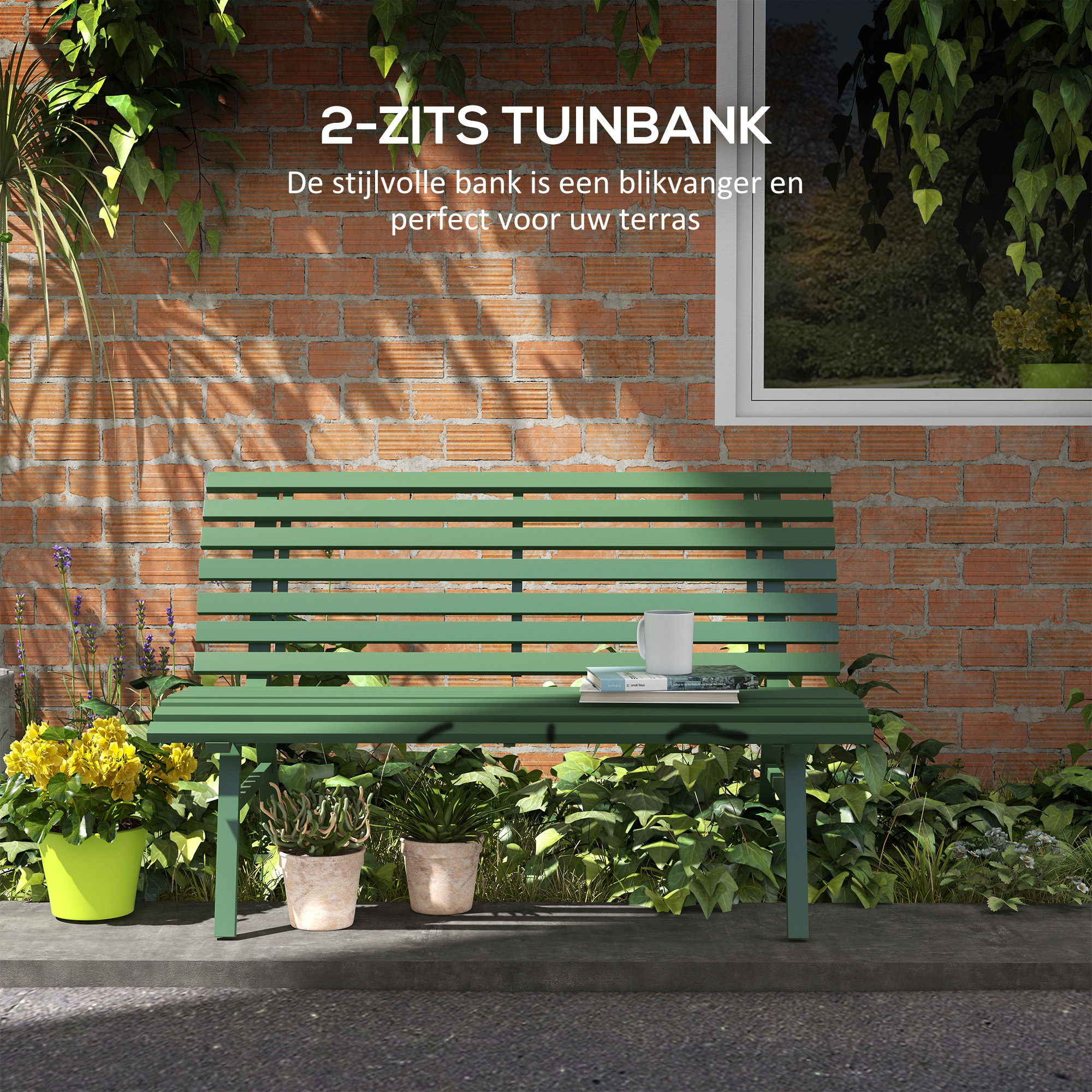Outsunny Tuinbank 3-zits houten bank Parkbank tot 320 kg Bank