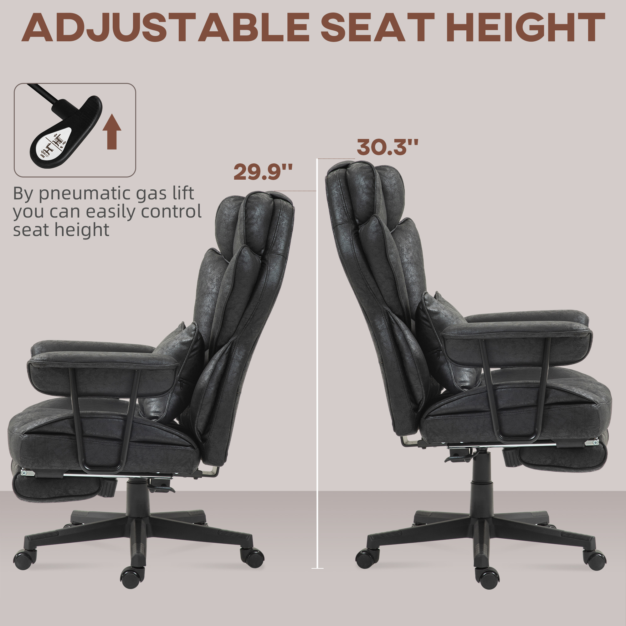 HOMCOM Office Chair with 6 Point Massage and Heat, Ergonomic Desk Chair with Foot Rest, Lumbar Support, Reclining Function and Wide Seat, Height-Adjustable High Back Swivel Rolling for Home, Black 8