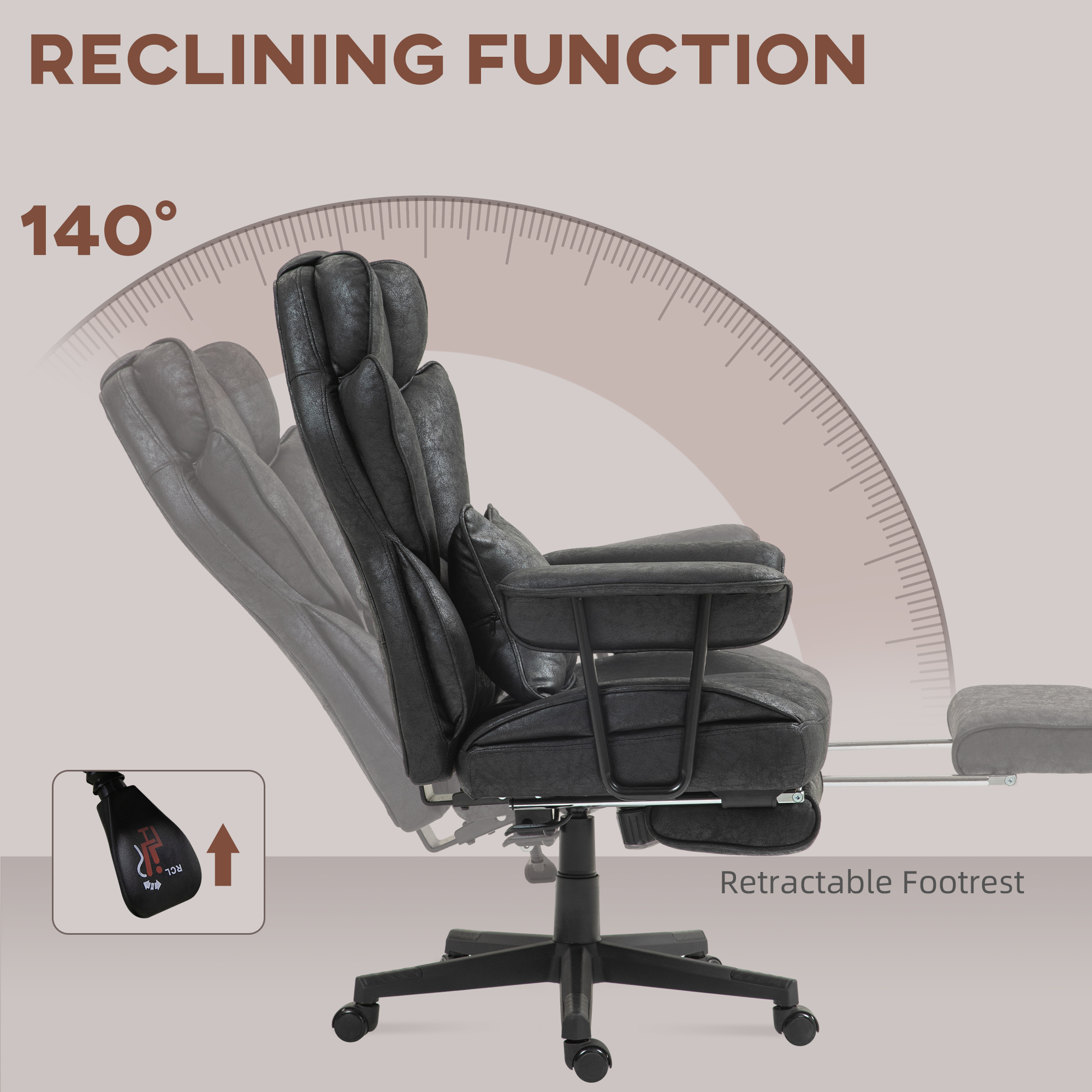 HOMCOM Office Chair with 6 Point Massage and Heat, Ergonomic Desk Chair with Foot Rest, Lumbar Support, Reclining Function and Wide Seat, Height-Adjustable High Back Swivel Rolling for Home, Black 7