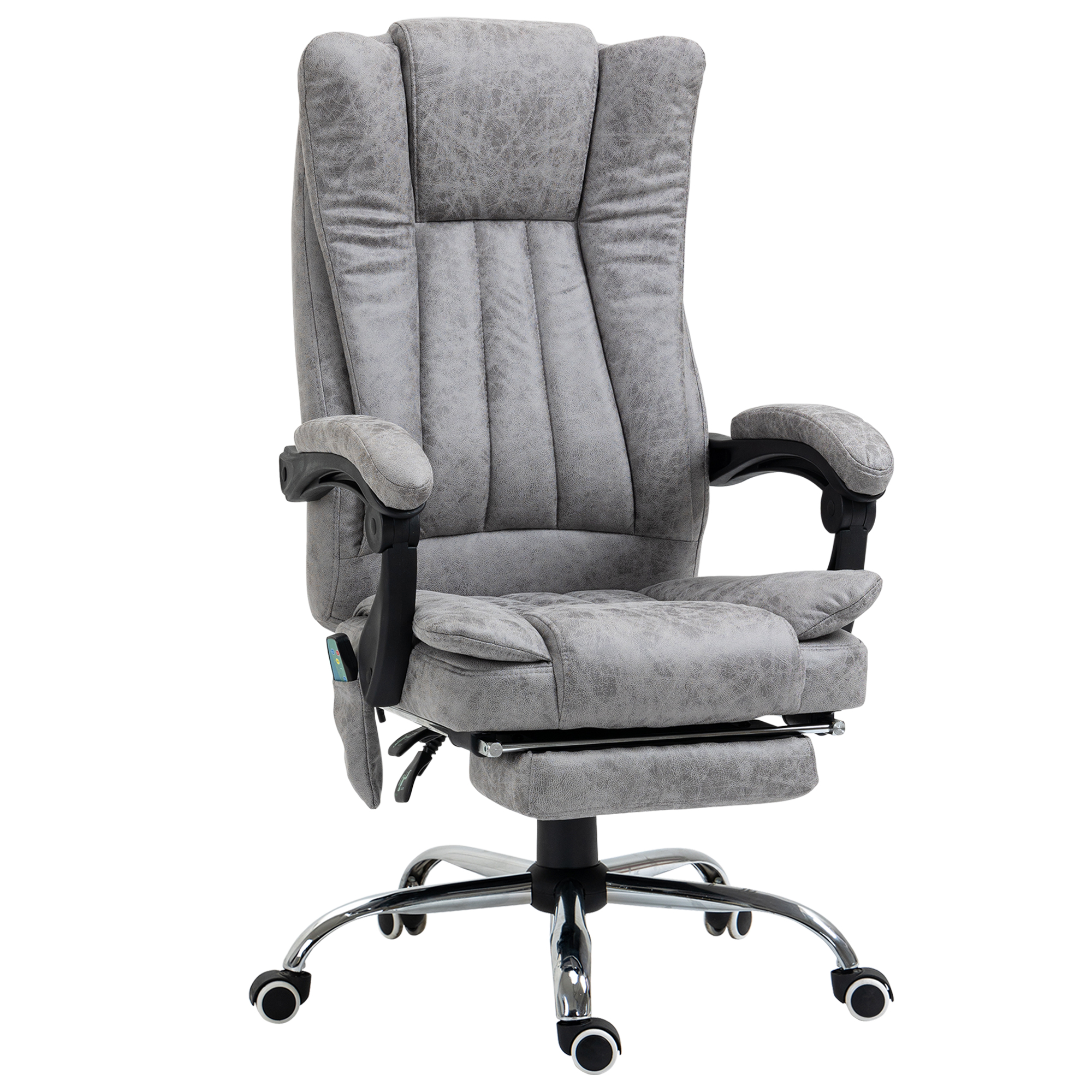 HOMCOM Ergonomische bureaustoel, hoogte verstelbaar met massage cen verwarmingsfunctie, voetensteun, tot 120 kg, 62 x 67 x 113-120 cm grijs | Aosom.nl afbeelding