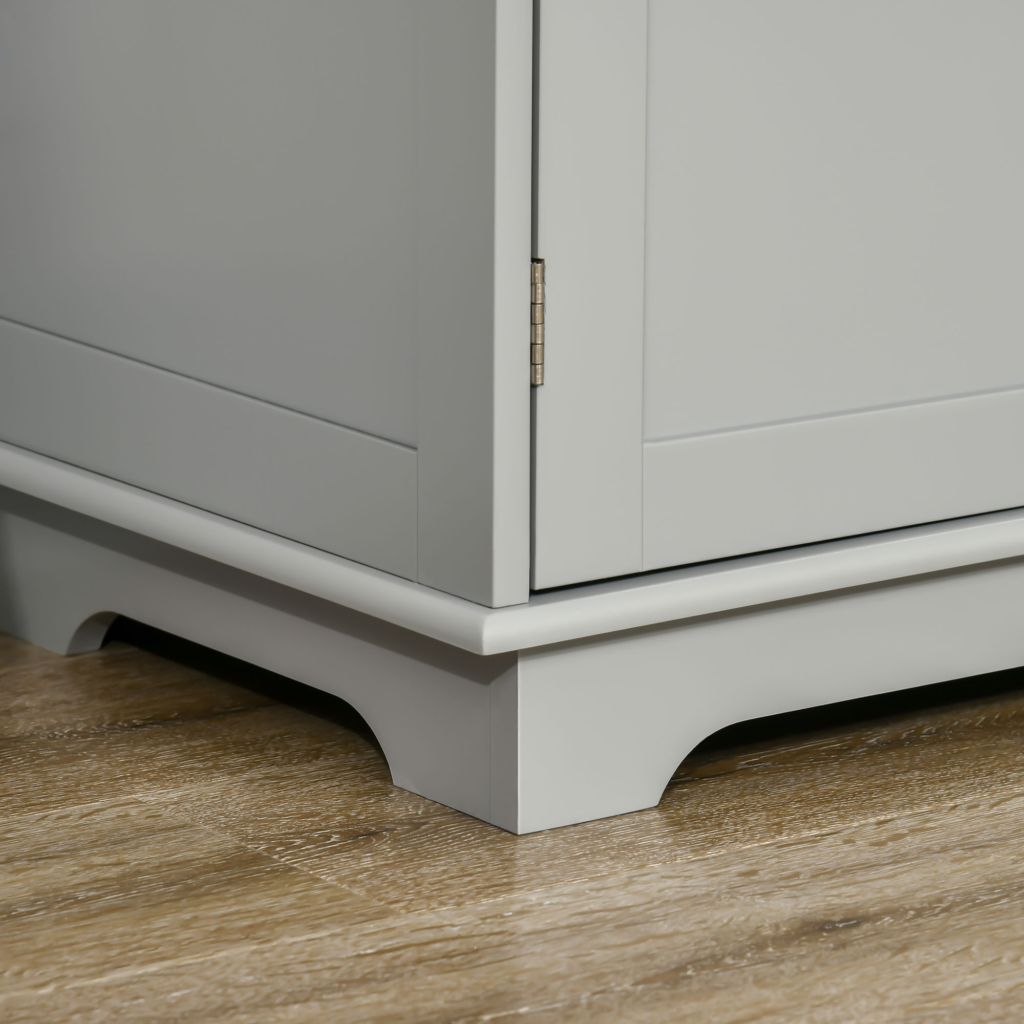 HOMCOM Sideboard with Rubberwood Top and Adjustable Shelves for Dining Room, Kitchen Grey 9